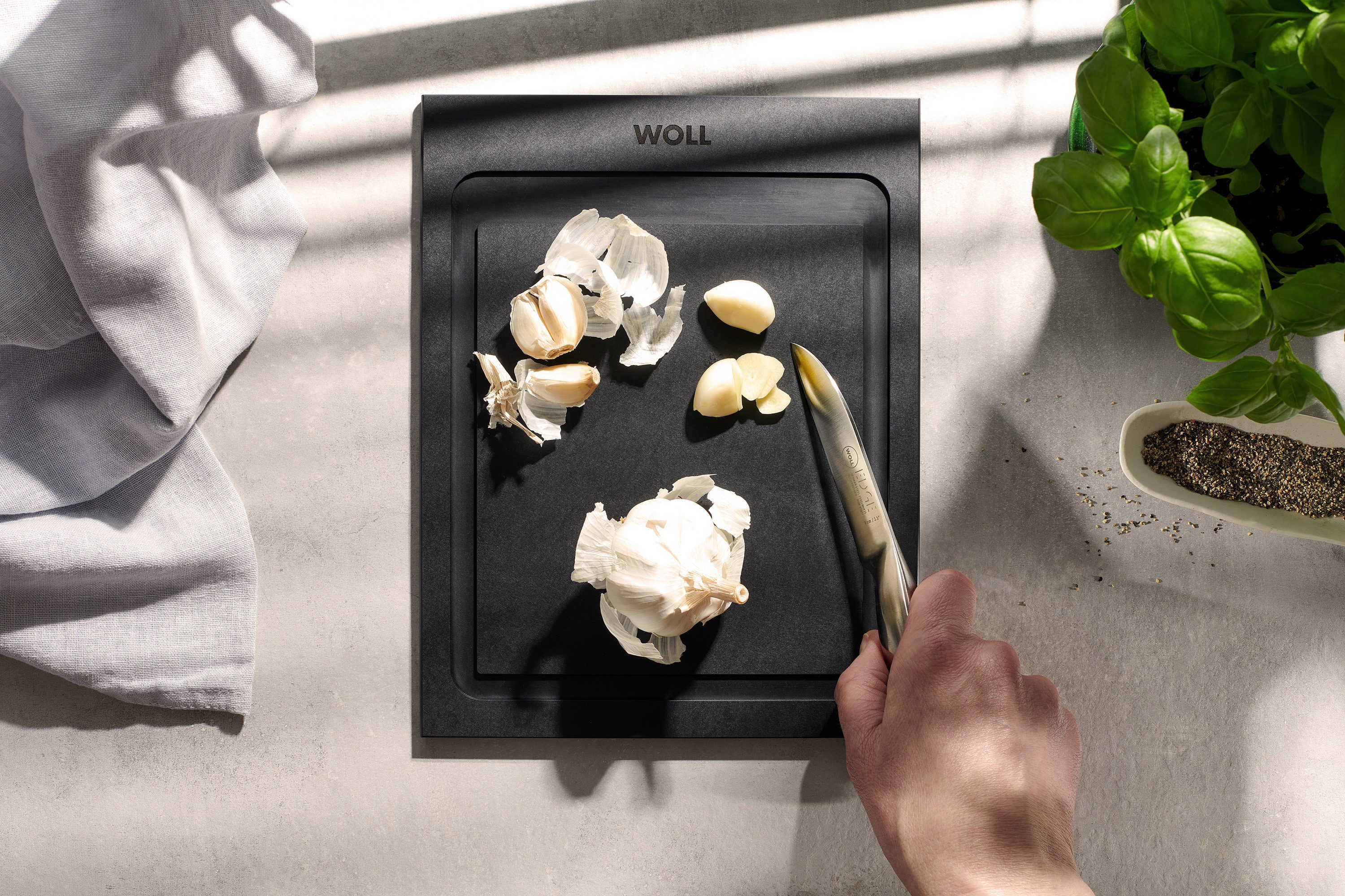 WOLL Schneidebrett Cut & Serve, Holzpapierfaser, (Set, 4-St), aus Papierverbundstoff