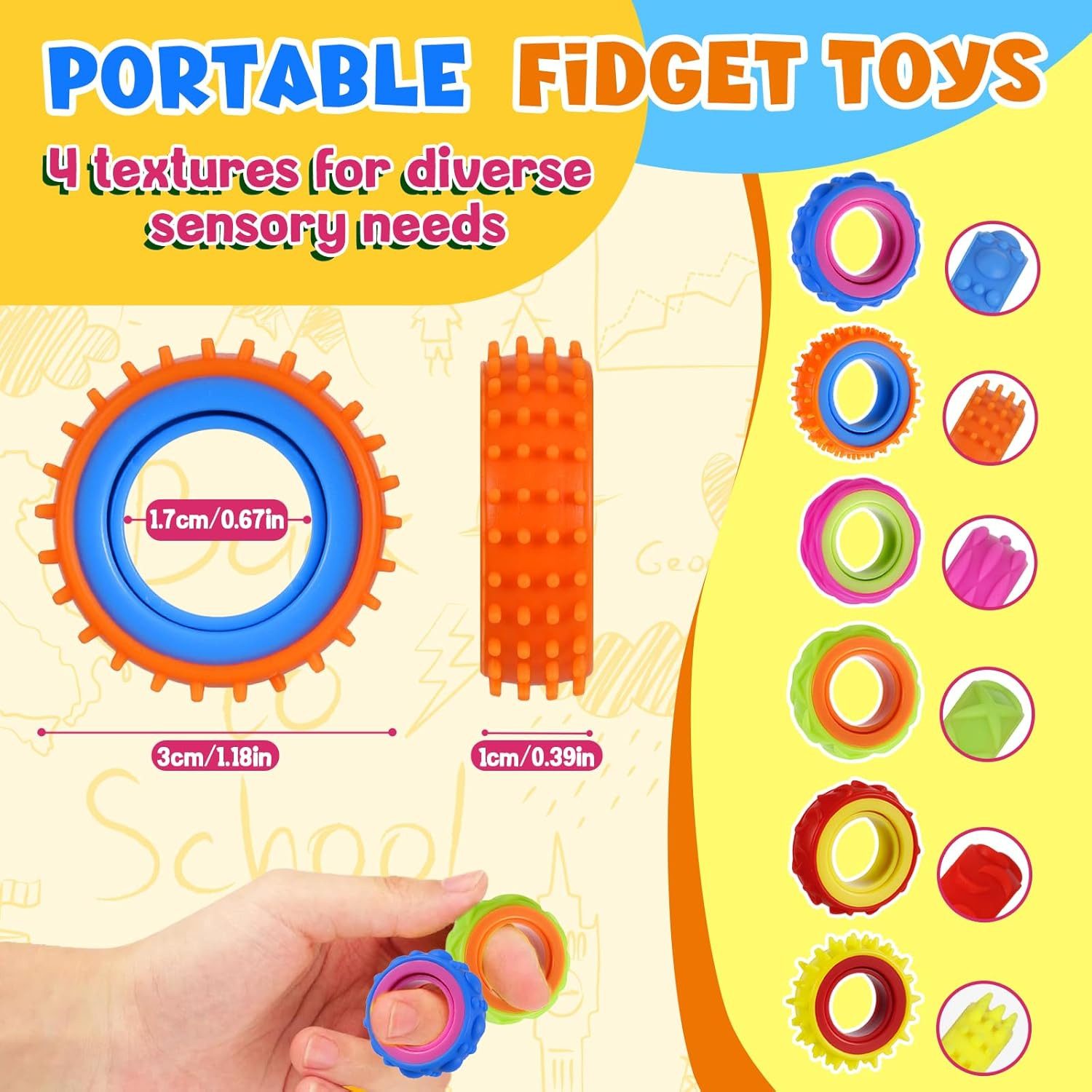 FELIXLEO Fidget Spinner 12 Stück Sensorische Finger Ringe Fidget Spinner gegen Angst Stress