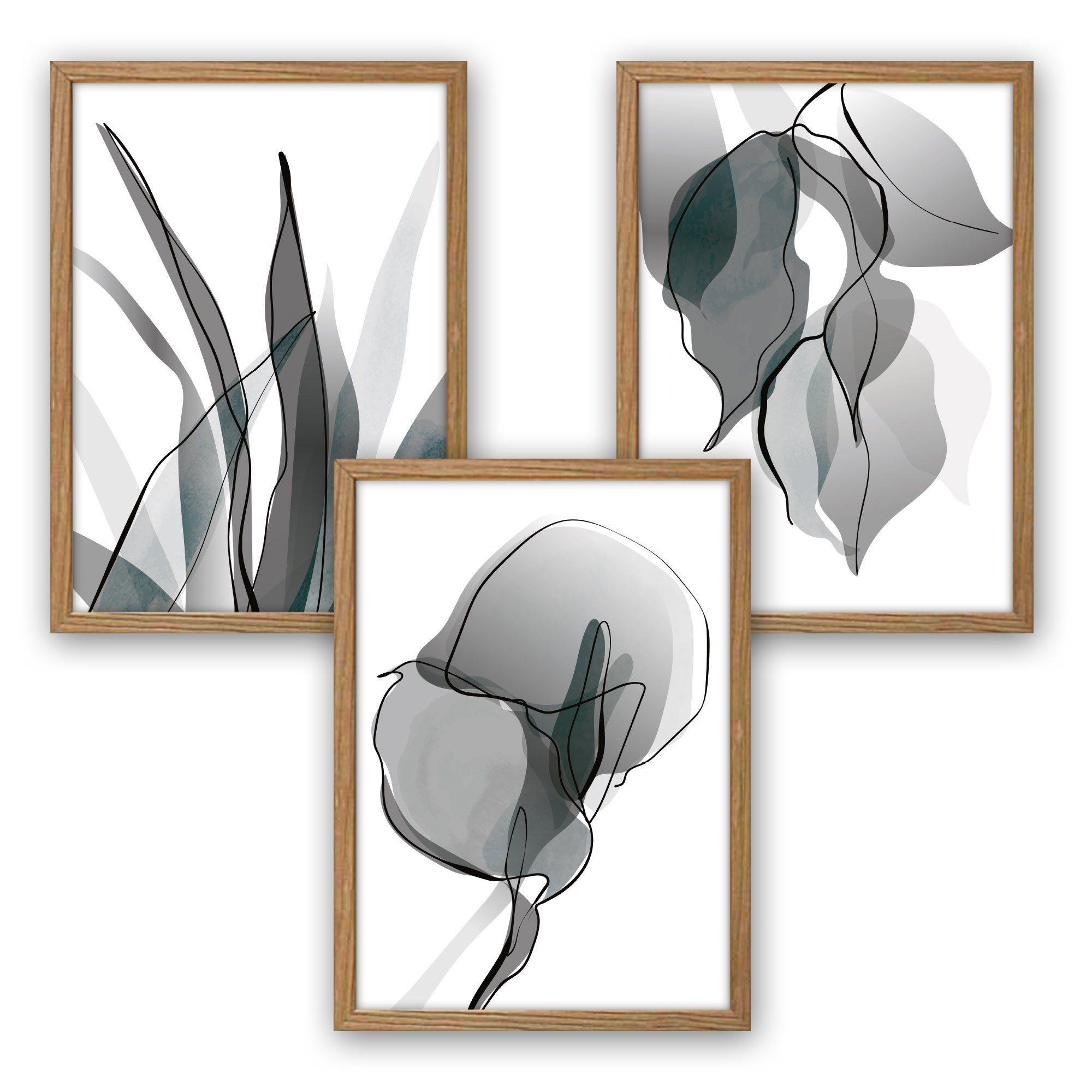 Kreative Feder Poster Floral Grau, Natur günstig online kaufen