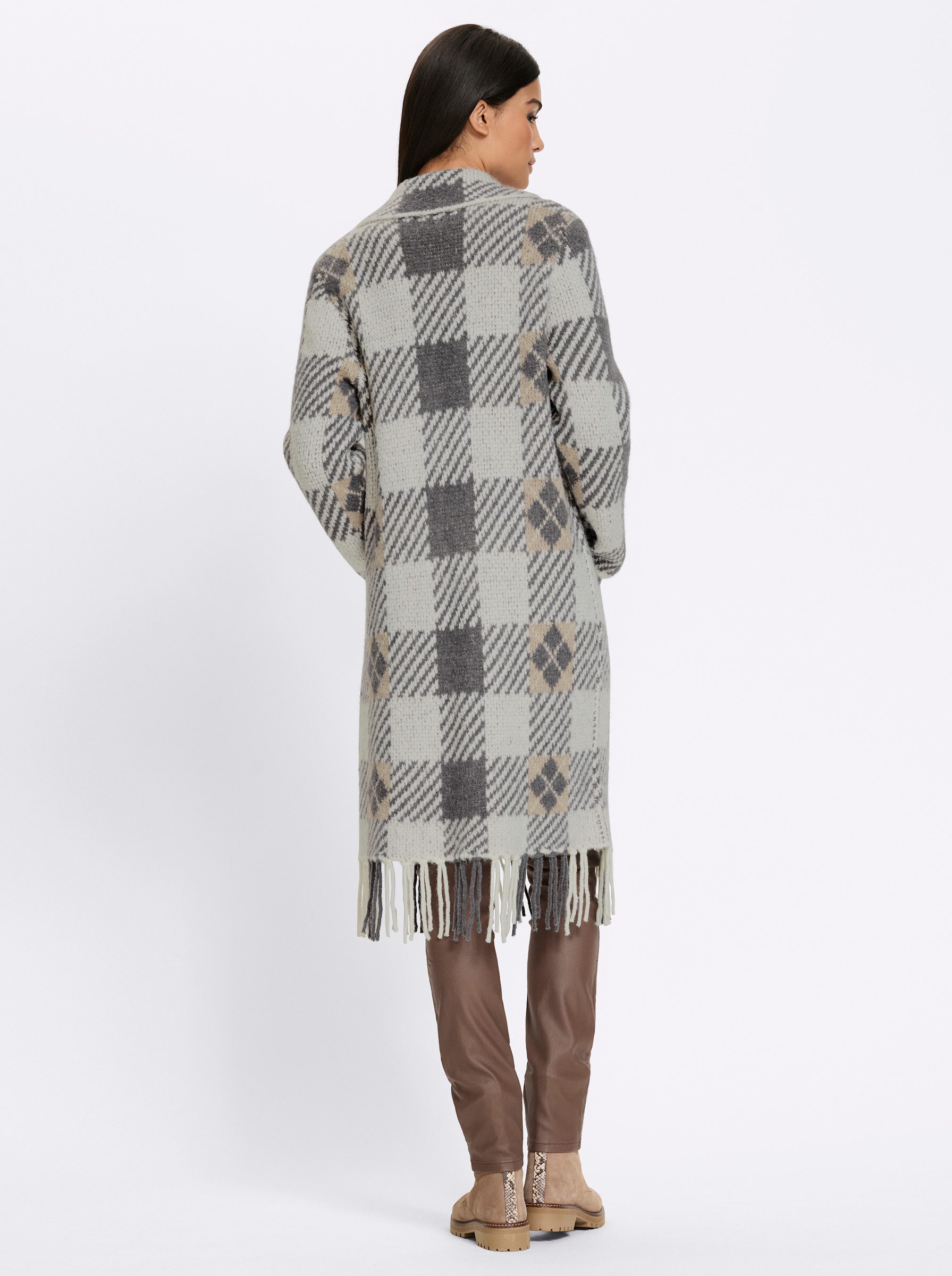 heine Strickjacke Long-Strickjacke Langarm Jacquard
