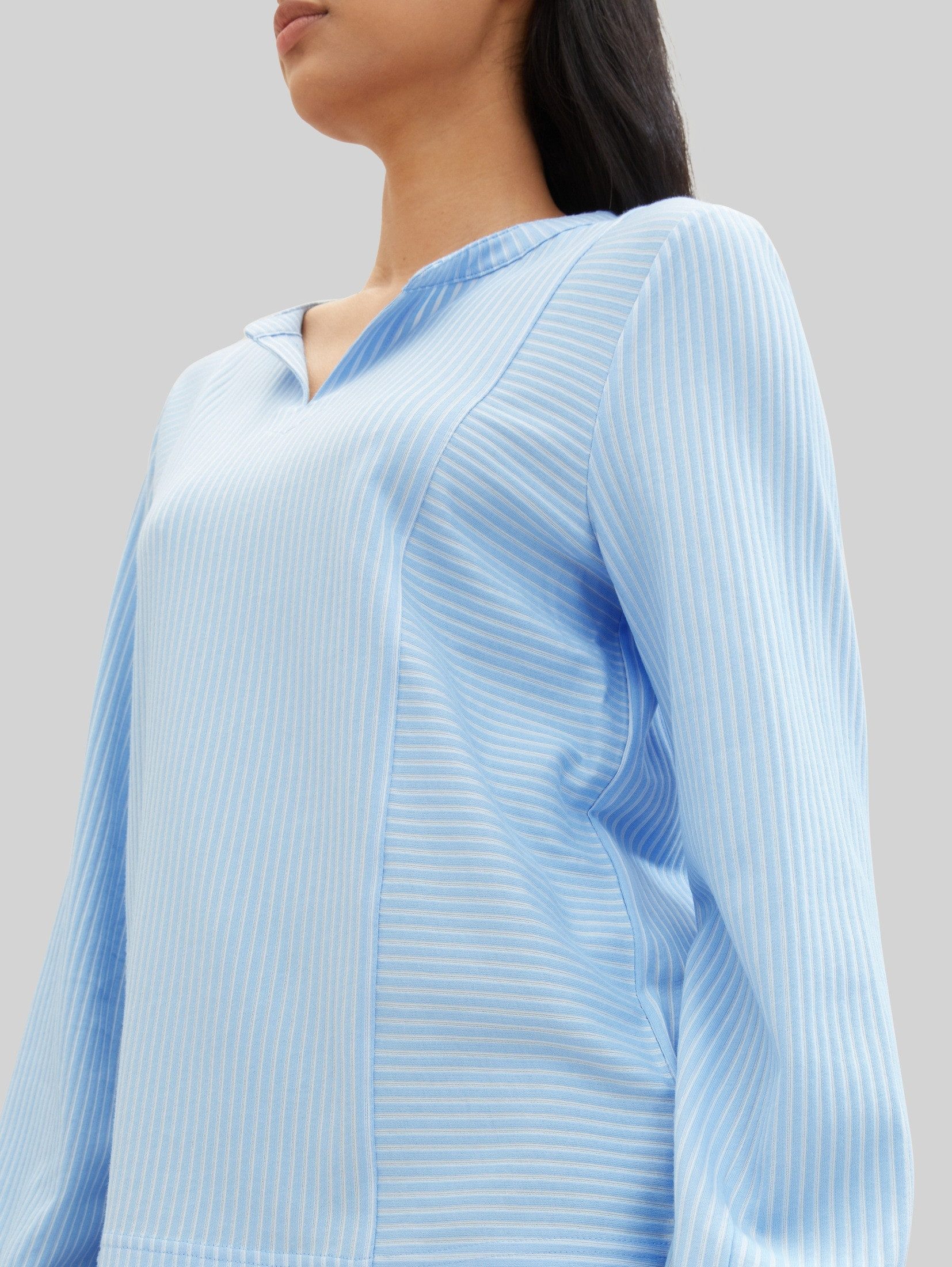 TOM TAILOR Langarmshirt T-Shirt Bluse mit Streifenmuster – Bild 4 von 5