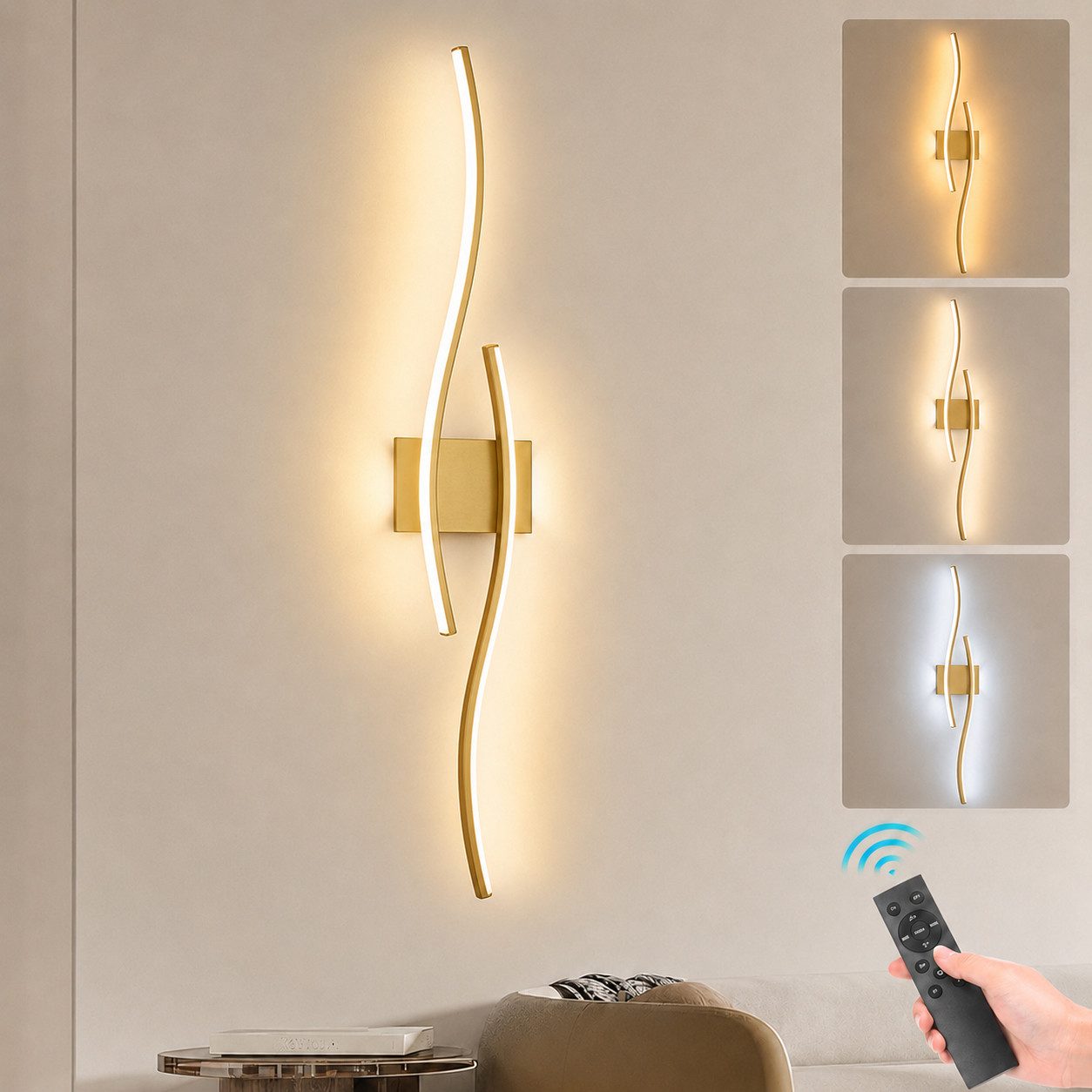Lapamax LED Wandleuchte Akku-LED Wandleuchte Innen, 10000 mAh, 3 Lichtfarben, Dimmbar, dimmbar, Timer, Memory-Funktion, Nachtlicht, LED, warmweiß, neutralweiß, kaltweiß, Kabellose LED-Wandlampe mit Fernbedienung, Timer und Touch-Steuerung