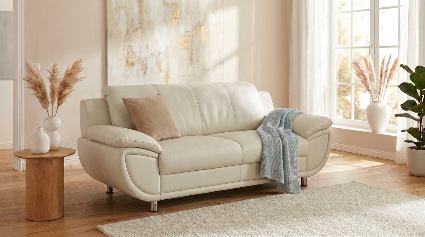 TRENDMANUFAKTUR 2-Sitzer Rondo 178 cm, 2-Sitzer, komfortabel, Federkern optional, Chromfüße, Couch wahlweise mit Federkern und in verschiedenen Bezügen bestellb – Bild 2 von 5