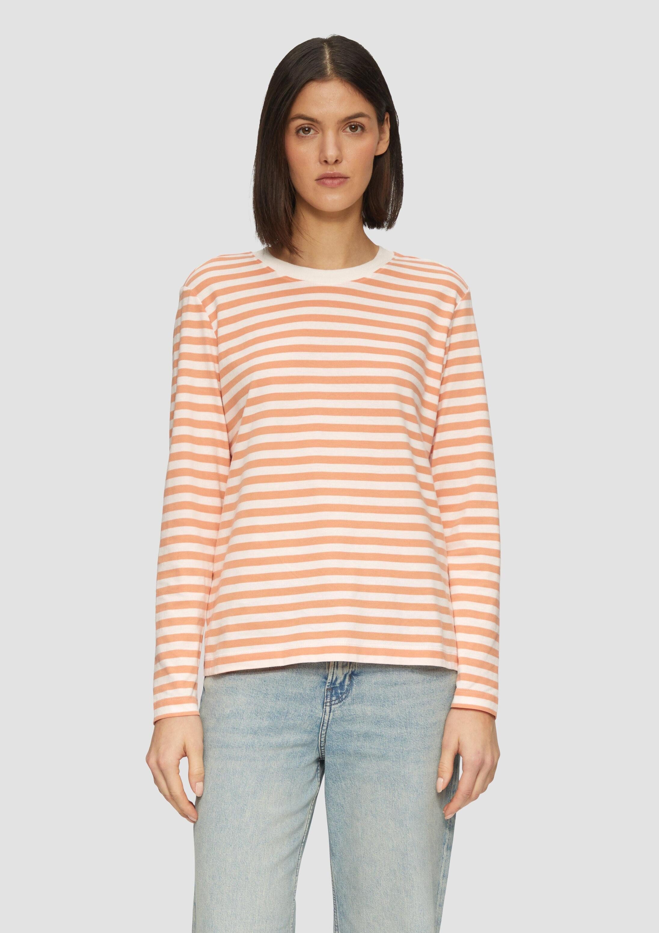 s.Oliver Langarmshirt T-Shirt Gestreiftes Langarmshirt aus Baumwolljersey