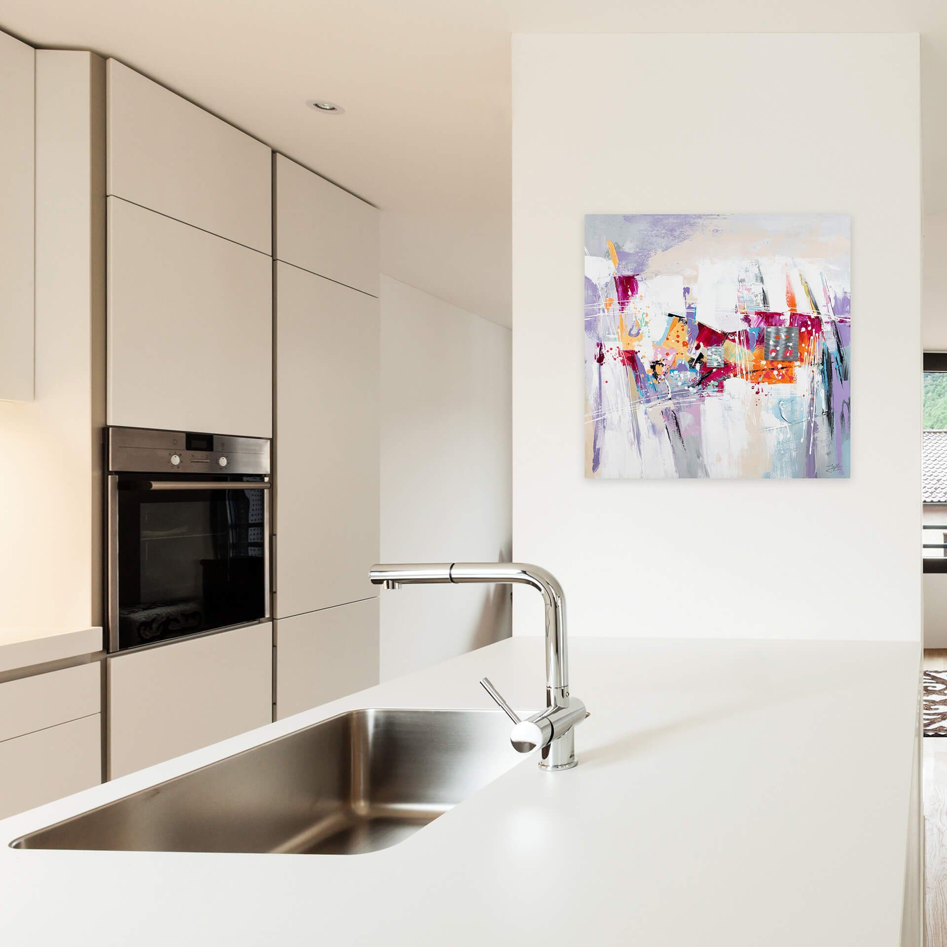 KUNSTLOFT Gemälde Ein Funke Hoffnung 80x80 cm, Leinwandbild 100% HANDGEMALT Wandbild Wohnzimmer