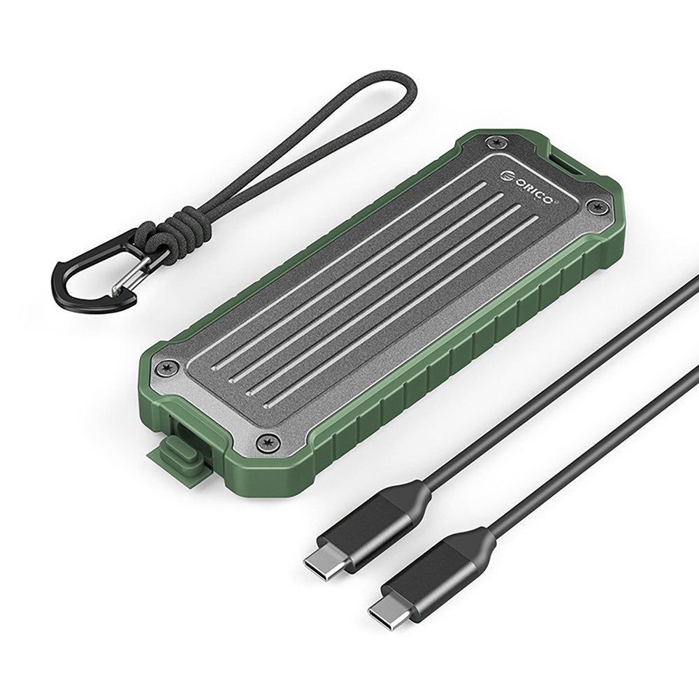 ORICO Festplatten-Gehäuse SSD-Gehäuse Laufwerksgehäuse Speichergehäuse, (Spar-Set, 1 St., 14 x 6 x 2 cm robust), USB-C 10 Gbit/s, NVMe/SATA, stoßfest, staubdicht