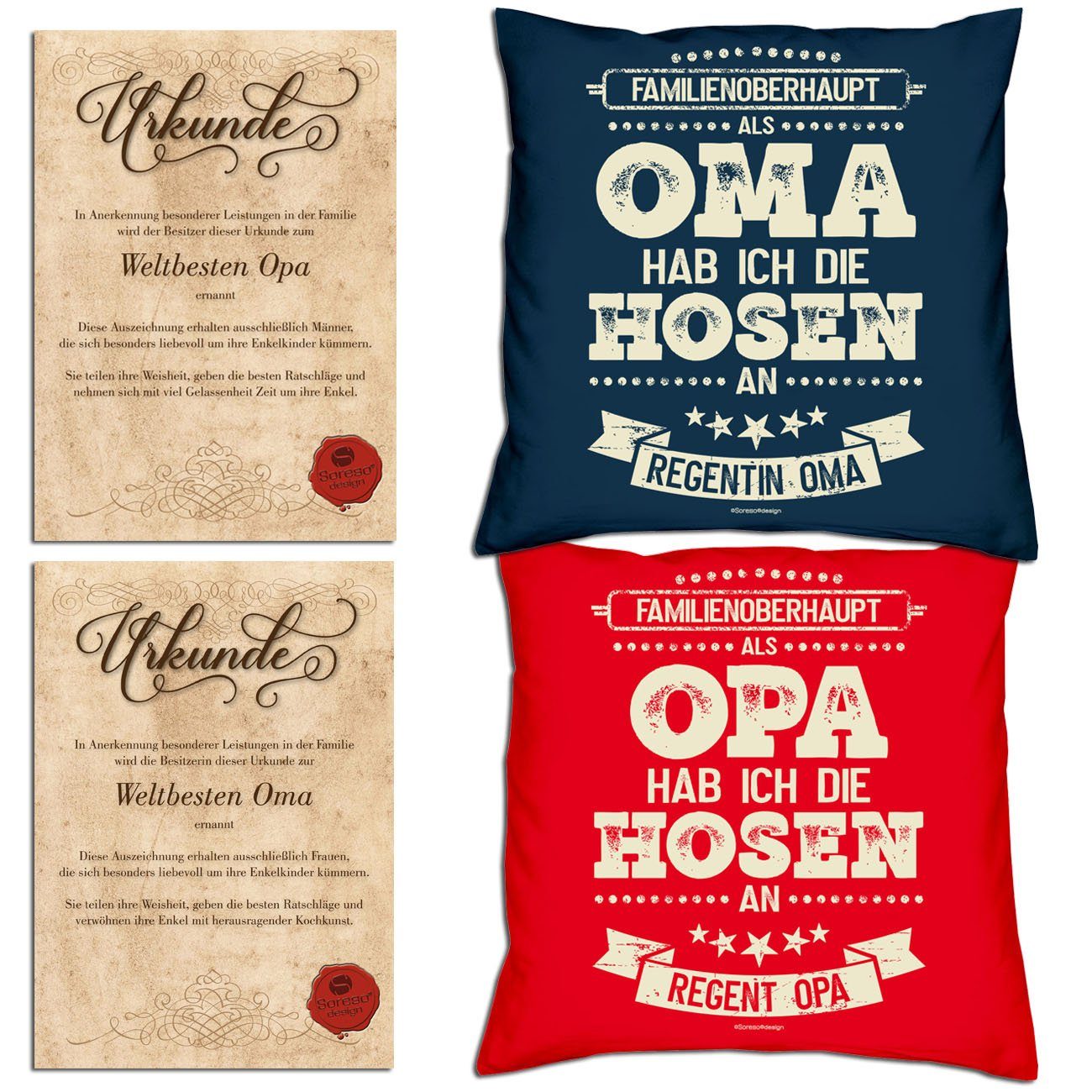 die mit Weihnachtsgeschenk für Urkunden, Hosen Als ich navy-blau Hosen hab Oma Kissen-Set die ich Als Soreso® an Opa an Dekokissen hab Großeltern