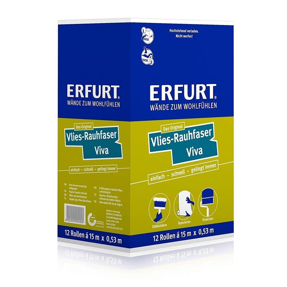 ERFURT Vliestapete Rauhfaser VIVA, 15 m x 0,53 m - 12 Rollen