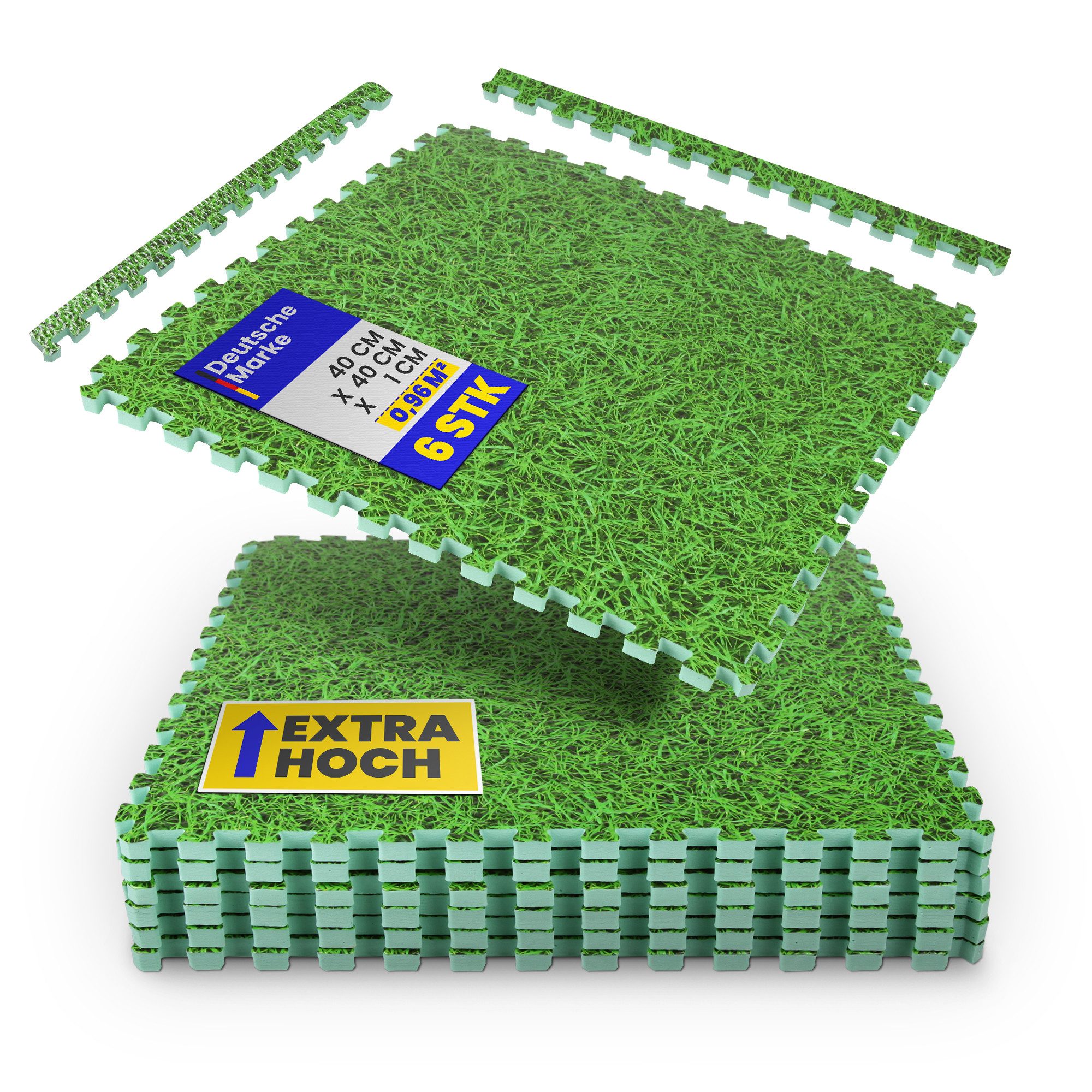 Bestlivings Bodenschutzmatte Grasoptik, Packung, 6-St., Puzzlematte 40x40x1cm, inkl. Rand - modular und flexibel erweiterbar