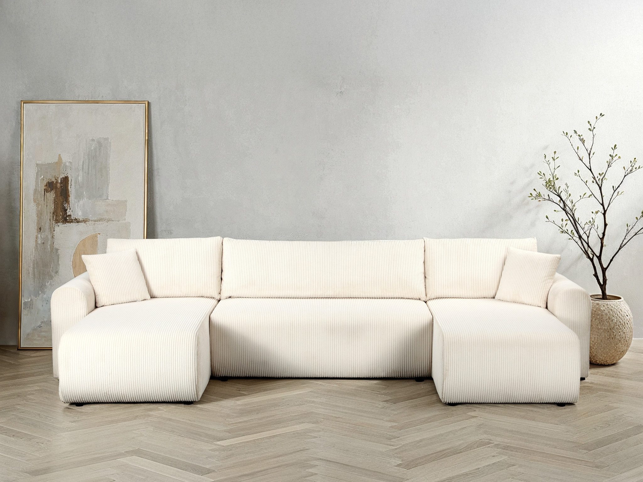 OTTO home Wohnlandschaft JONAA Cord, U-Form, 311 cm. -OTTO. Verlässliche Qualität, Tonnentaschen-Federkern, Bettkasten, Schlafsofa (133/270)