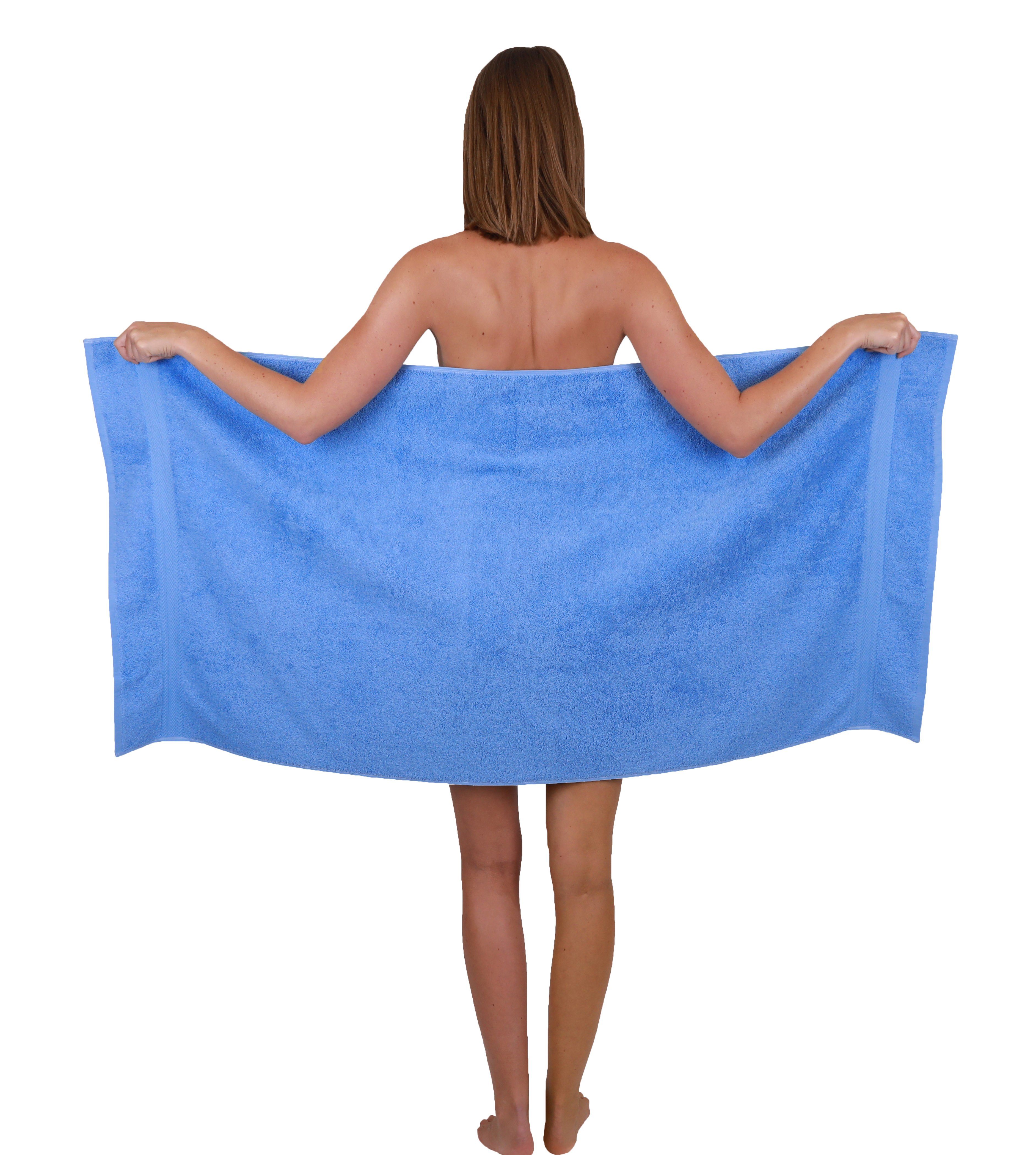 Betz Duschtücher 4 Stück hellblau Strandtücher Baumwolle Duschtücher (4-St) Badetuch cm 100% Handtuch Größe Duschhandtuch PREMIUM 70x140 Set Baumwolle, Strandtuch 100