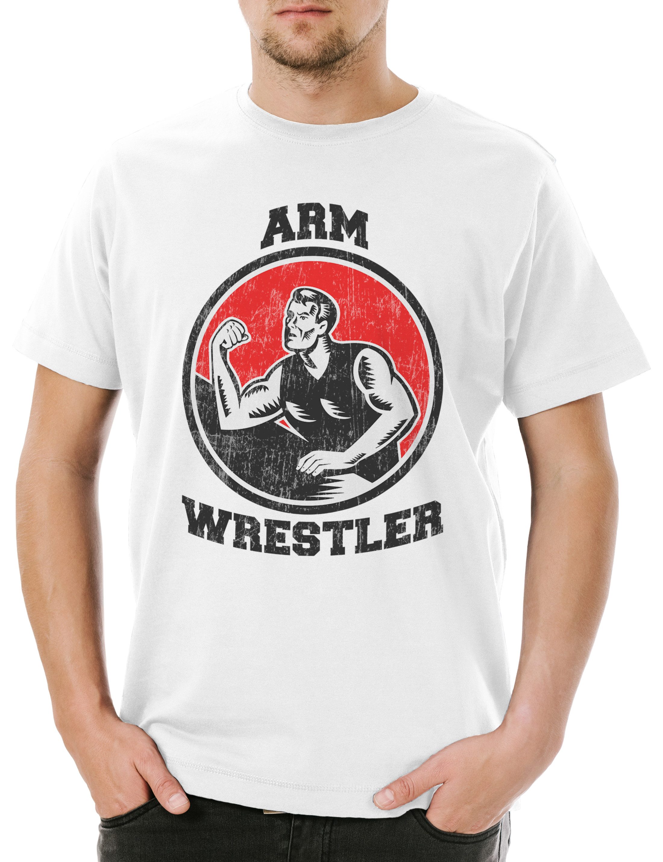 Print-Shirt Arm Wrestler Herren T-Shirt Over The Gym Armdrücken Top Wrestling