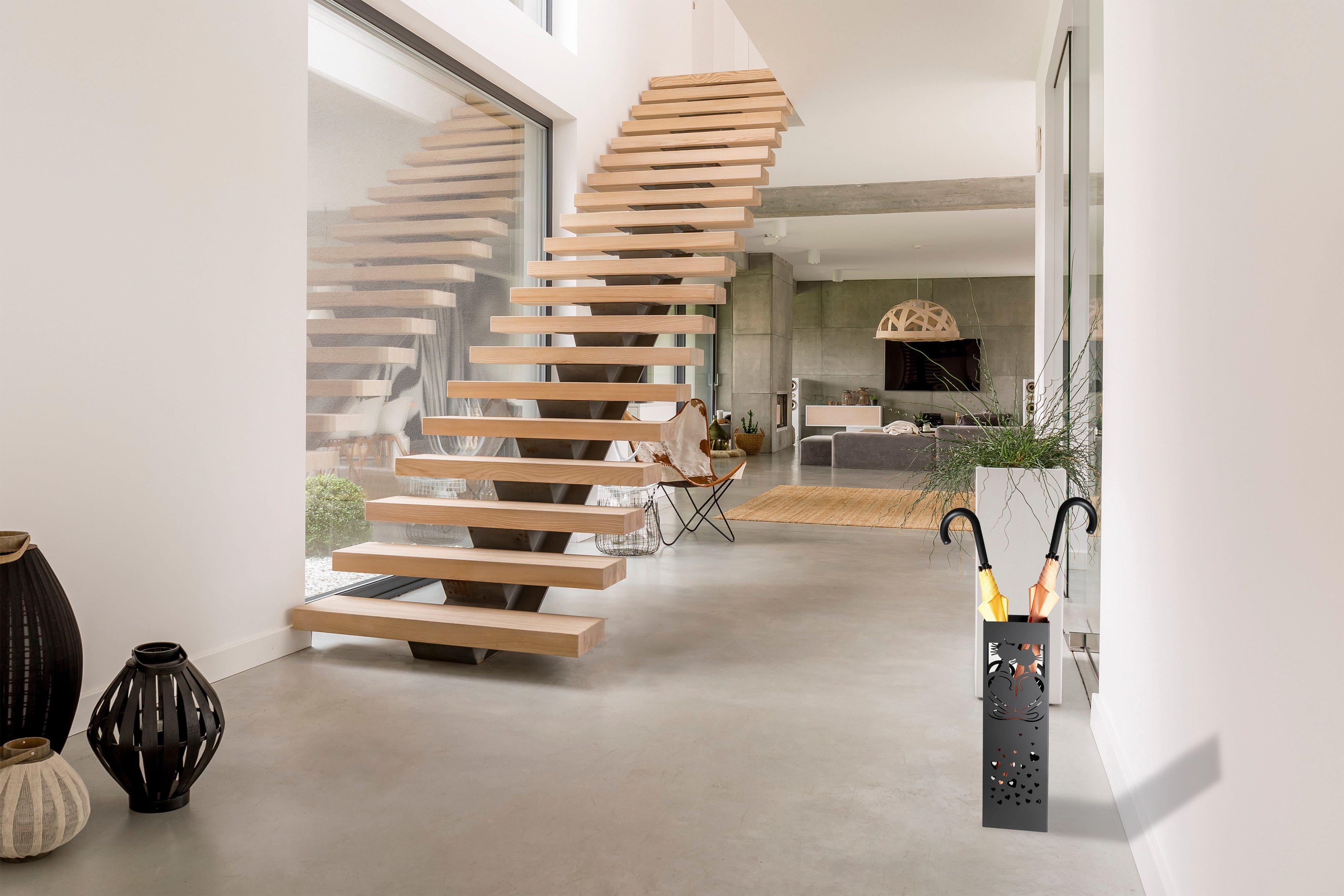 NEUSTEIN Schirmständer mit modernem Design - Katzen Design - Metall extra stabil