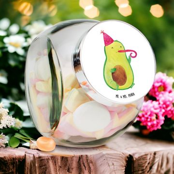Mr. & Mrs. Panda Vorratsglas XL 2000ml Avocado Feier - Weiß - Geschenk, Gesund, Veggie, Kaffeedose, Premium Glas, (1-tlg), Herzmotiv