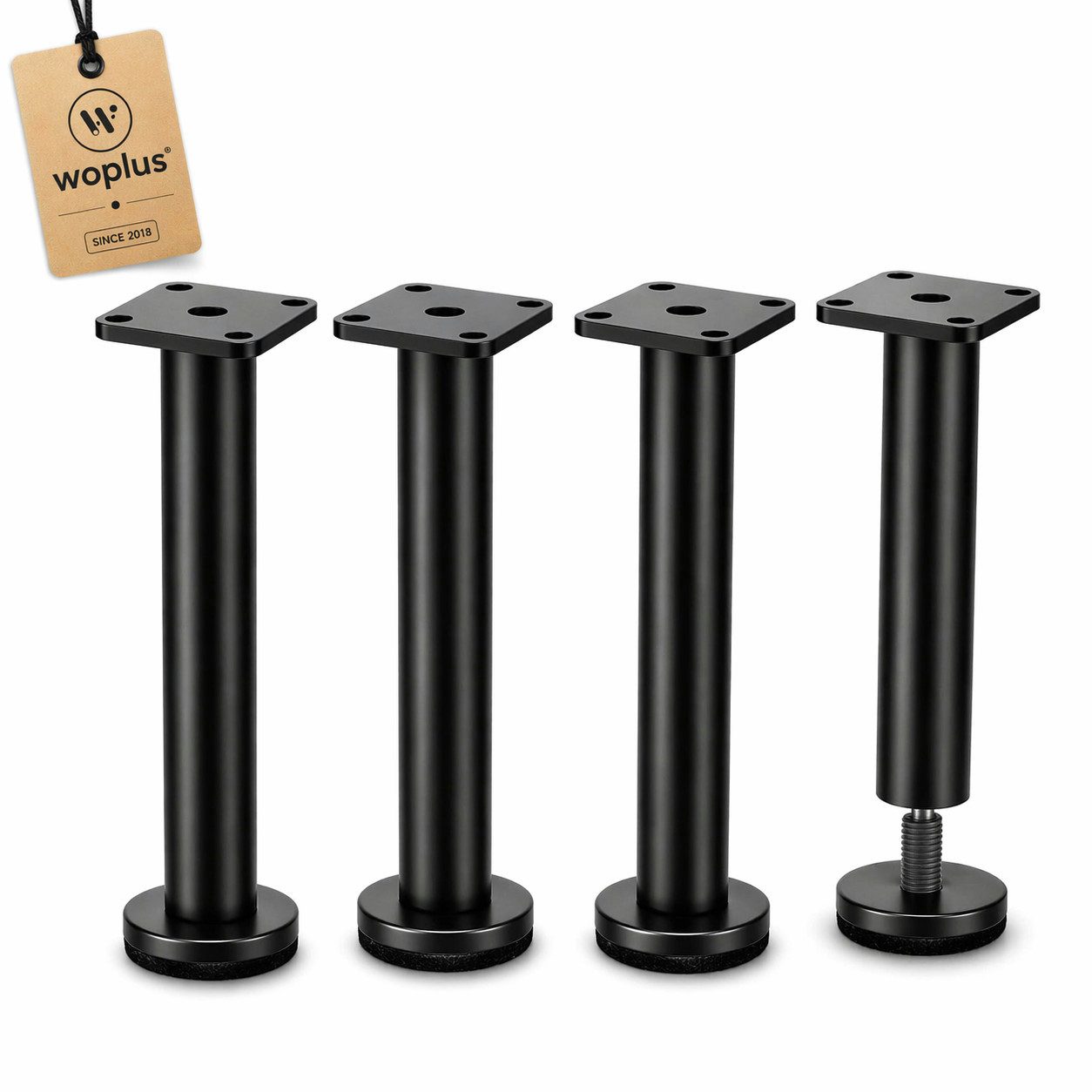 Prima-Online Möbelfuß Möbelfuße Schwarz Matt 16/18/21cm Möbelbein für Sofa, Bett & Schränke, (4-St)