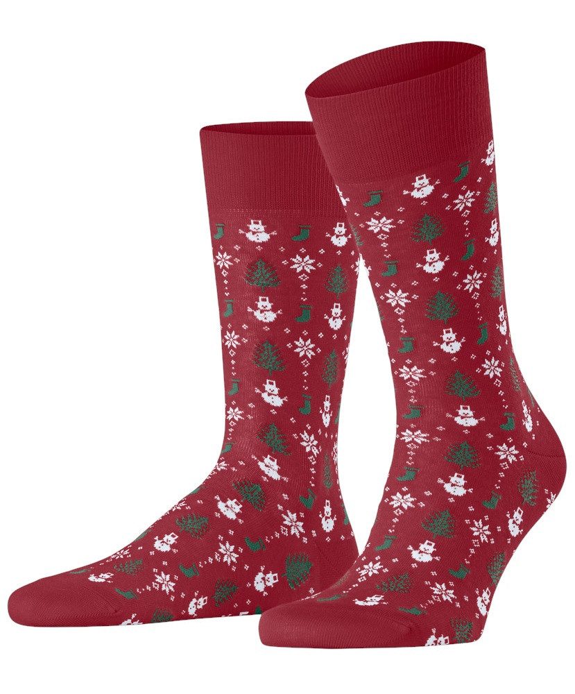 FALKE Socken Tagessocke Merry Party (Baumwolle, Weihnachten) rot Herren - 1 Paar