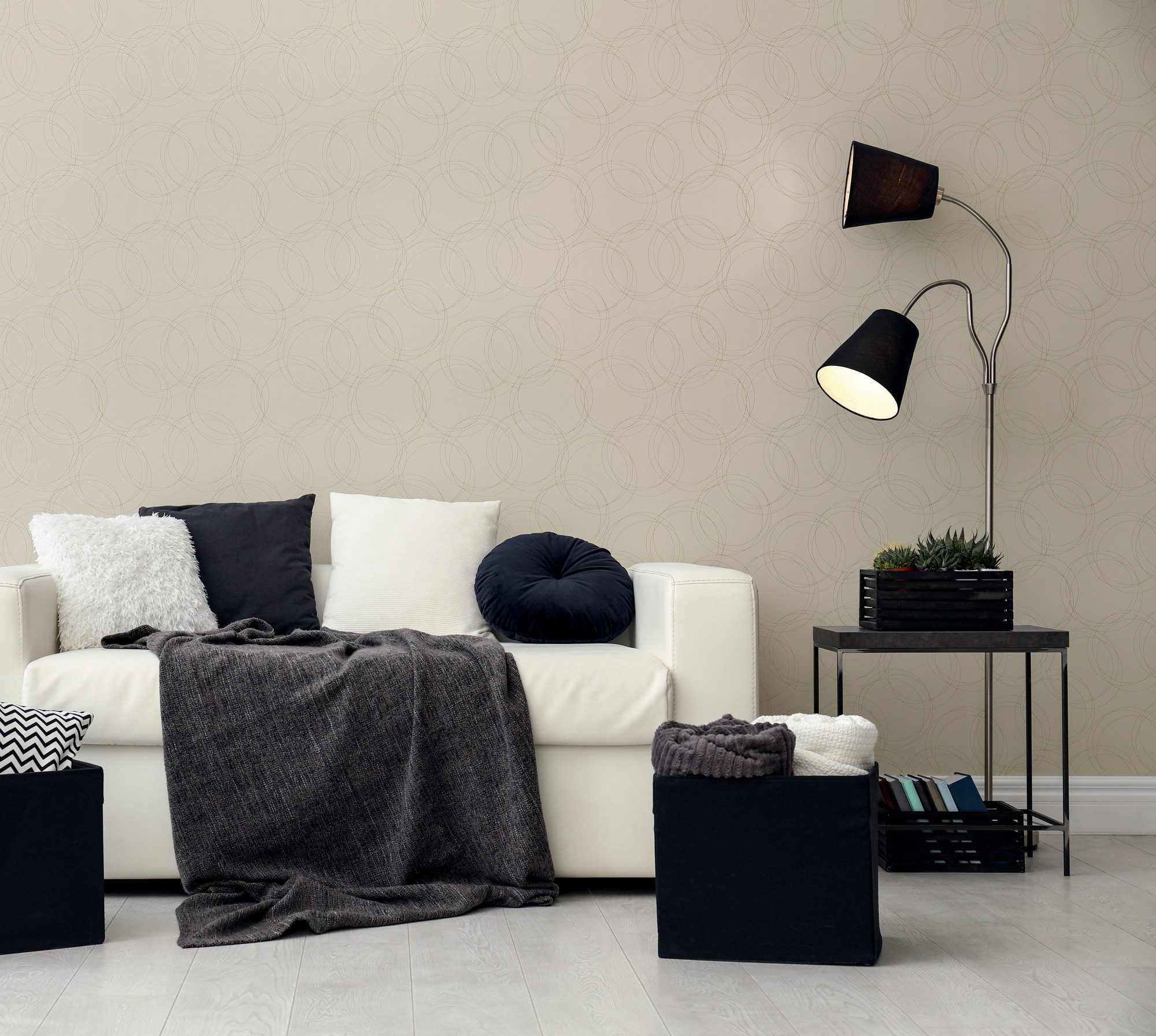 A.S. Création Vliestapete Attractive 3 Kreise, aufgeschäumt, Mit Punkten, Metallic, leichter Glanz, fein strukturiert