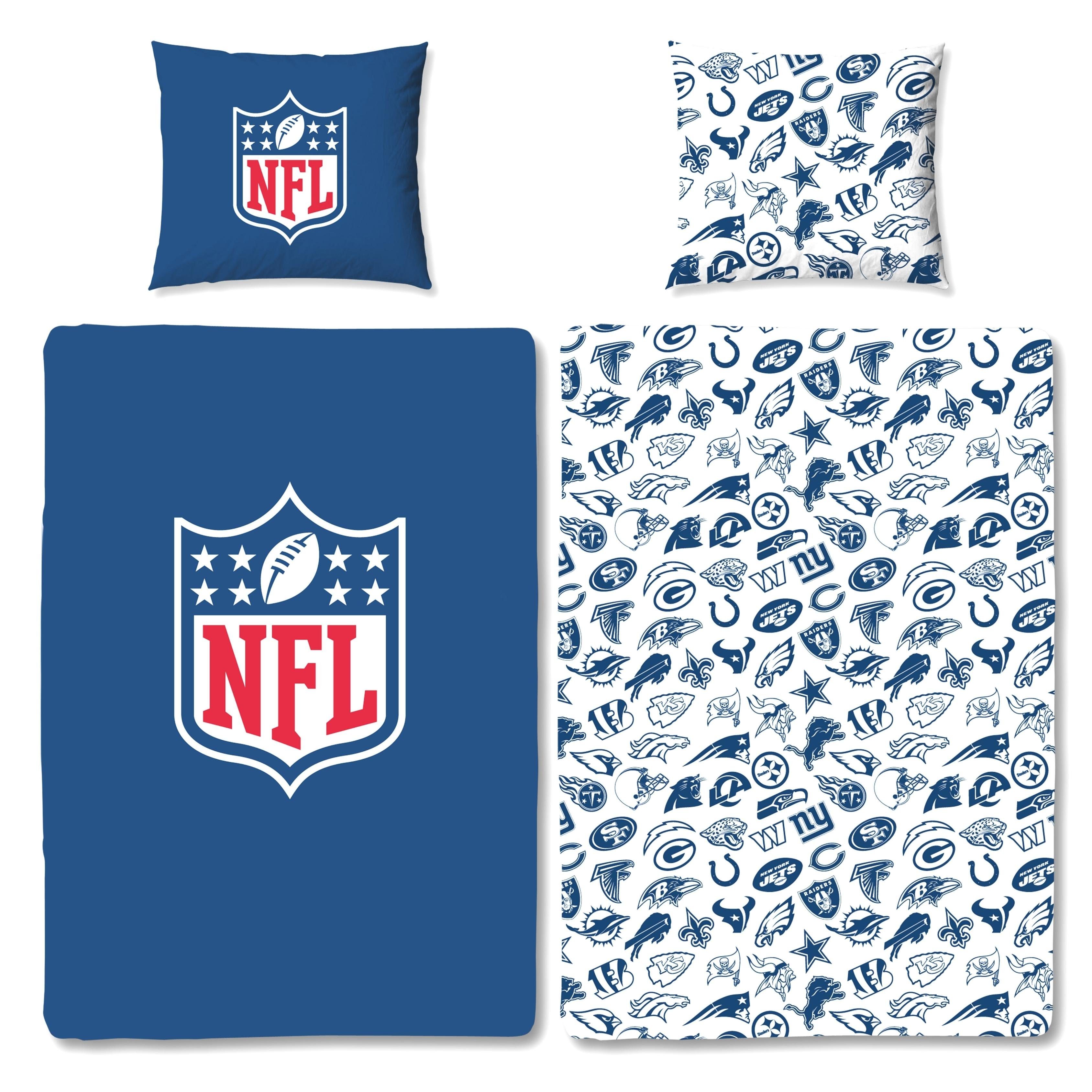 Bettwäsche NFL American Football 135x200+80x80 cm, 100% Baumwolle, MTOnlinehandel, Renforcé, 2 teilig, offiziell lizenzierte National Football League FAN Bettwäsche