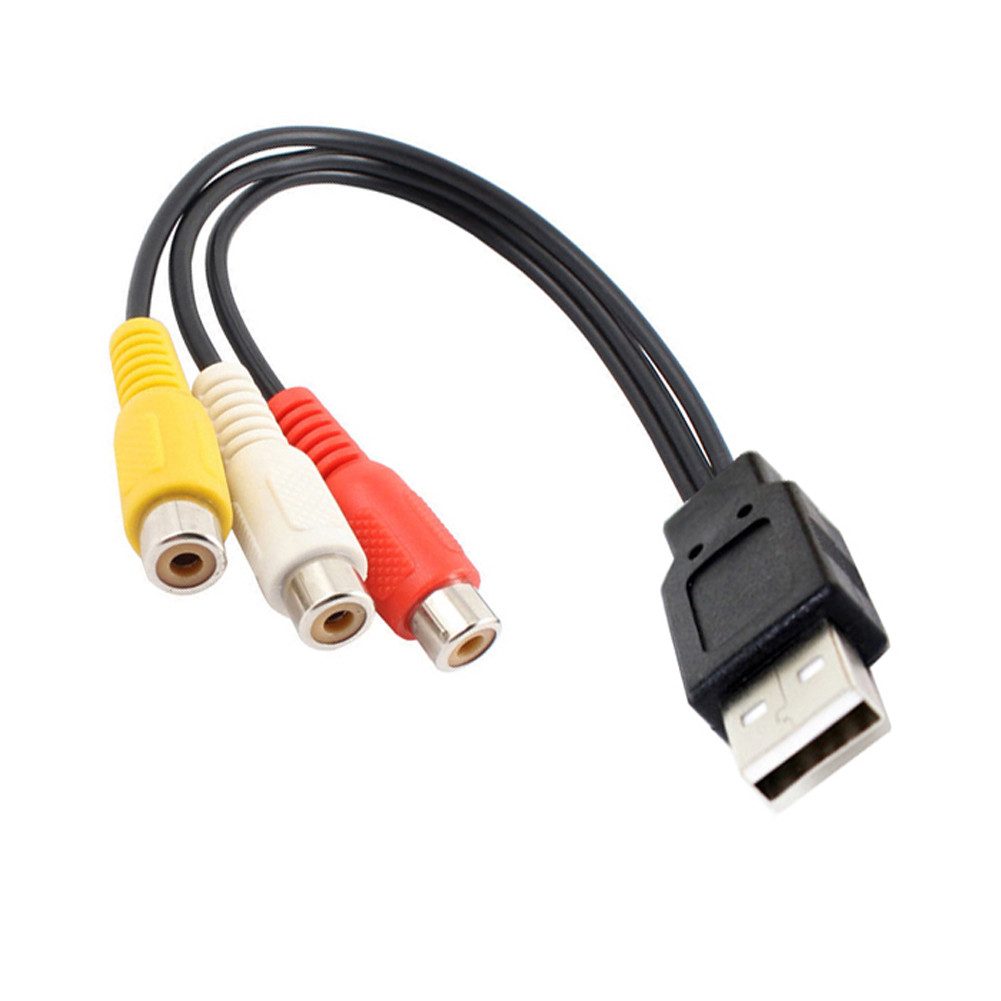 Bolwins D43 USB2.0 auf Cinch Kabel AV Audio Video Adapter Camcorder DVD TV PC Audio- & Video-Kabel, USB-A Stecker, 3x RCA Buchse (Audio/Video) (30 cm), Plug & Play AV Audio-Video-Übertragung