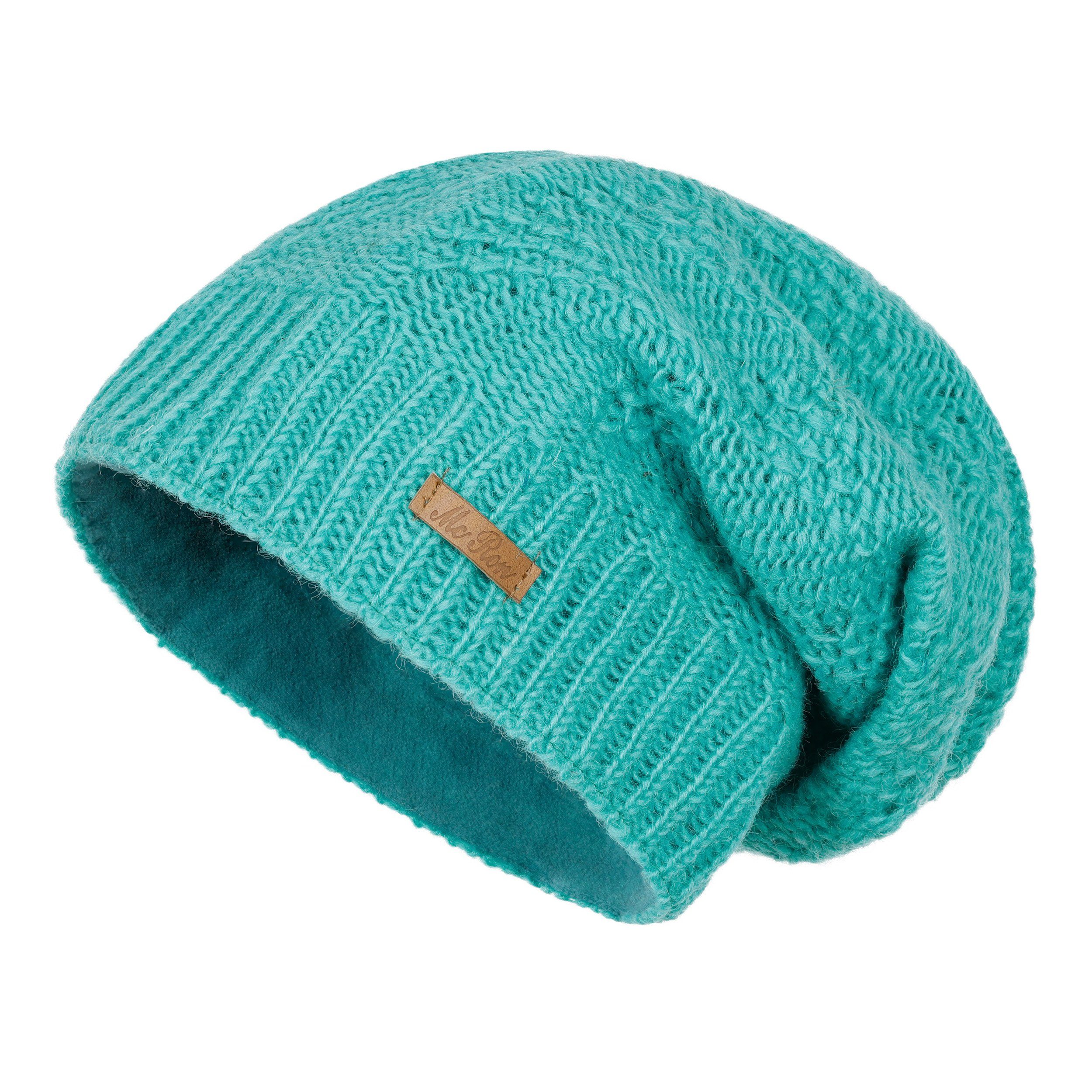 McRon Beanie Wollmütze Modell Lina gefüttert mit Fleece, hoher Schurwollanteil