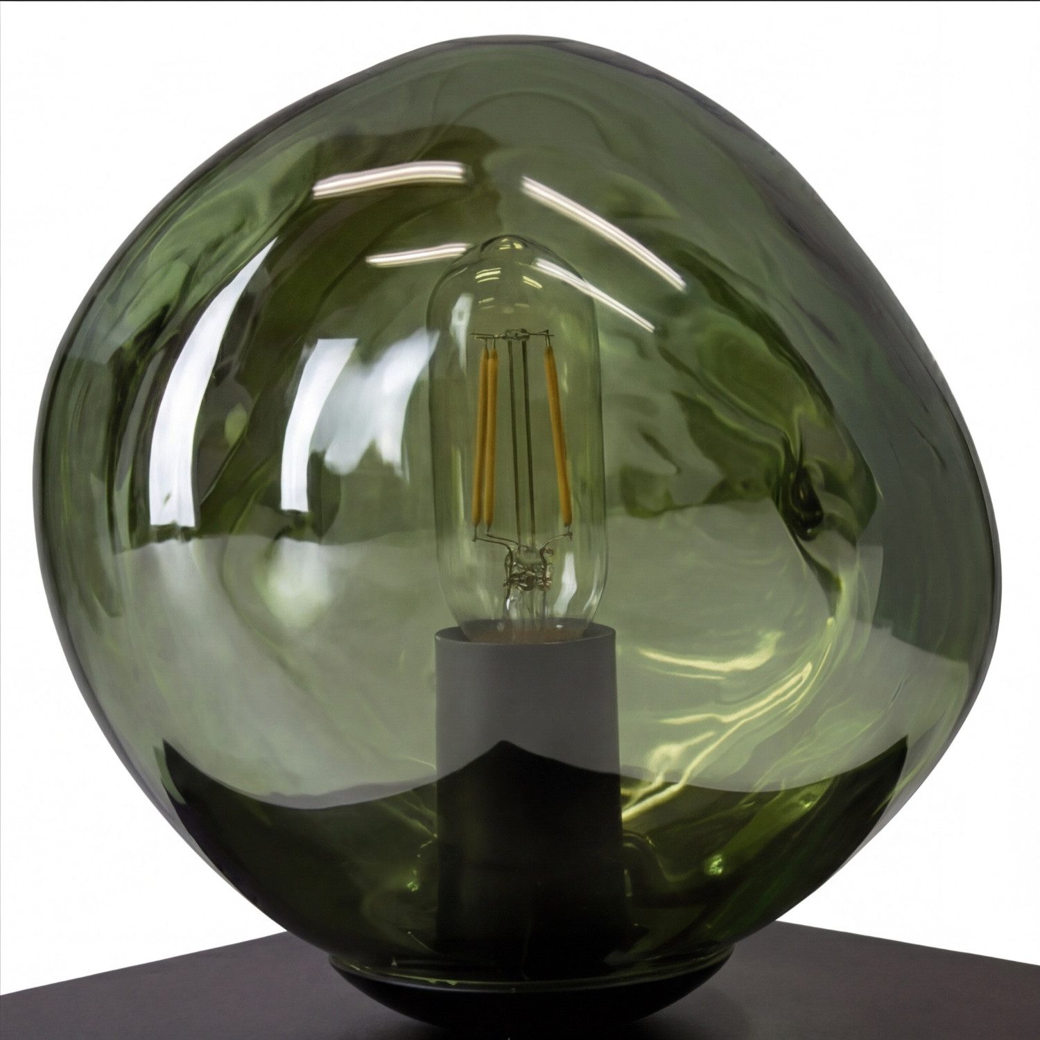 Licht-Erlebnisse Tischleuchte CLONLINA, ohne Leuchtmittel, Glas Grün verspiegelt E14 17,5 cm Lavaglas Nachttisch Schlafzimmer – Bild 3 von 5