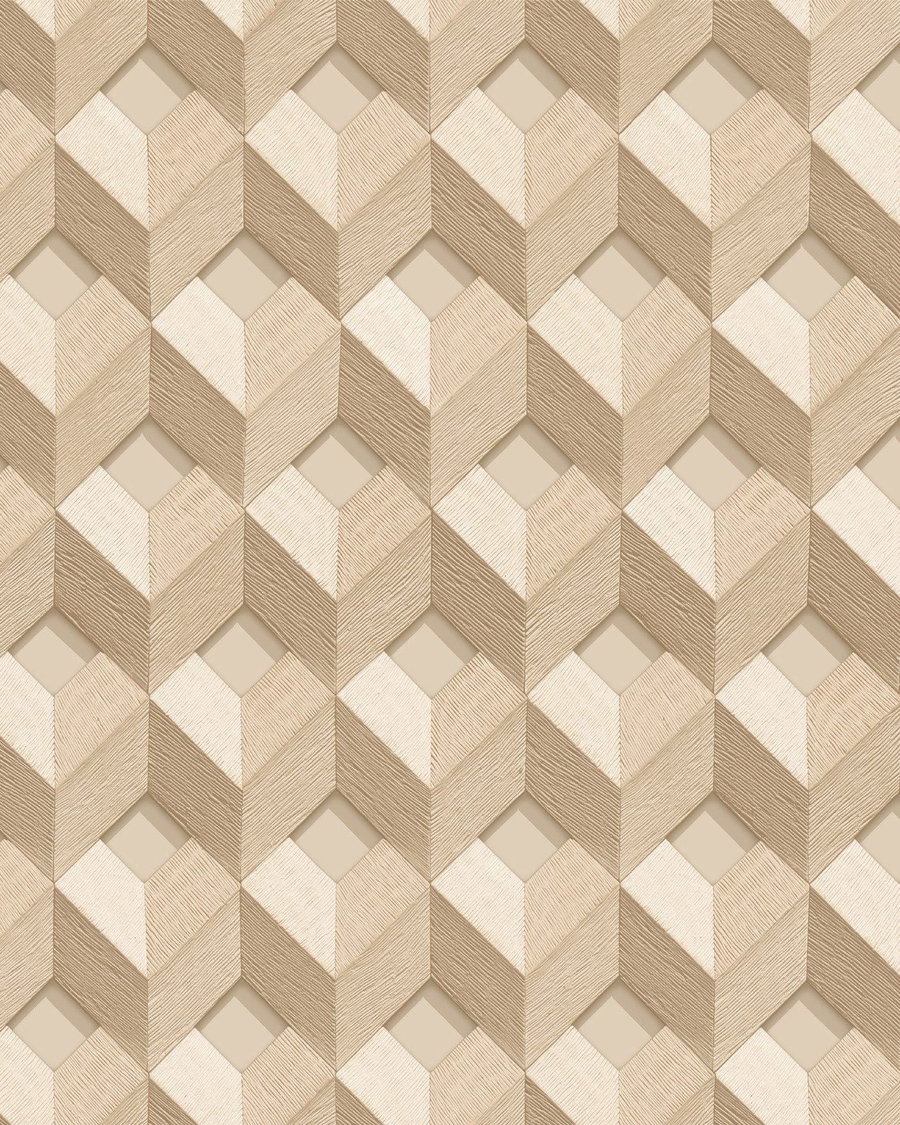 Profhome 3D-Tapete, geprägt, glänzend, 3D-Optik, Rhombenmuster, geometrisch, (1 Rolle, 5,33 qm), heißgeprägte Vliestapete, beige, creme, hell-elfenbein