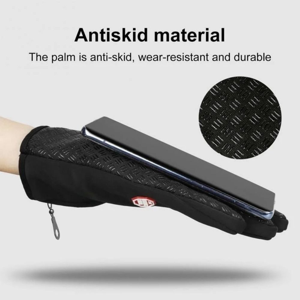 AURIVION Trainingshandschuhe Winterhandschuhe Herren wasserdicht & winddicht mit Touchscreen (Set, 2-St., Warme Touchscreen Handschuhe für Radfahren, Laufen & Winter) Multisporthandschuhe mit Reißverschluss für Outdoor & Sport