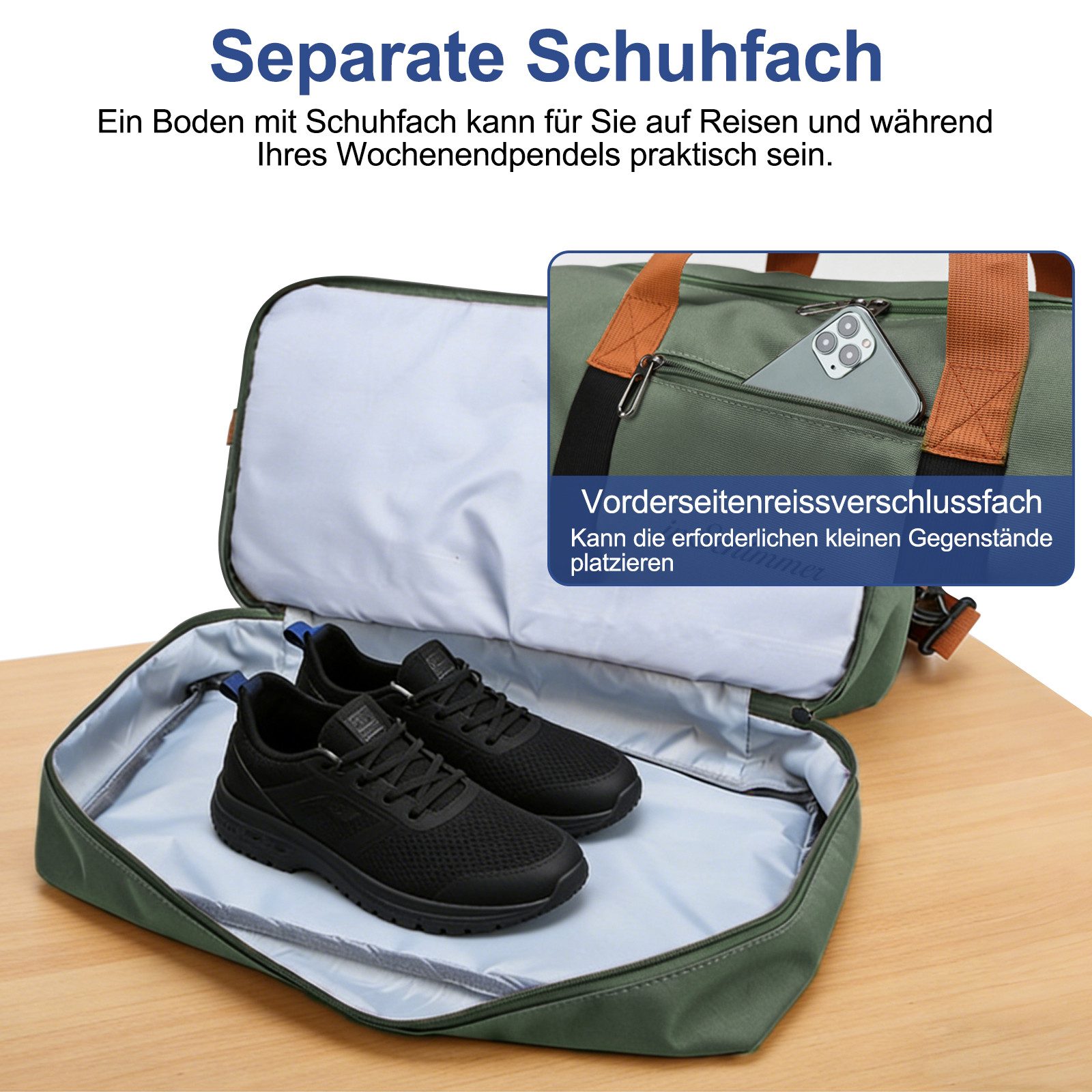 inschimmer Reisetasche Sporttasche Fitnesstasche mit Schuhfach & Nassfach für Reisen Arbeiten – Bild 4 von 5