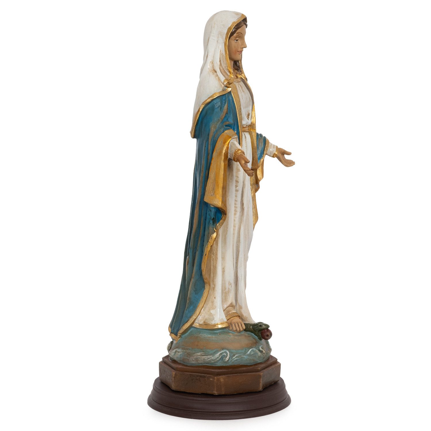 Moritz Dekofigur Jungfrau Maria Statue 31 cm – Marienfigur mit blau-goldenem Gewand, Polyresin Figuren Deko Geschenk Geometrische TierFigur Modern Skulptur – Bild 5 von 5