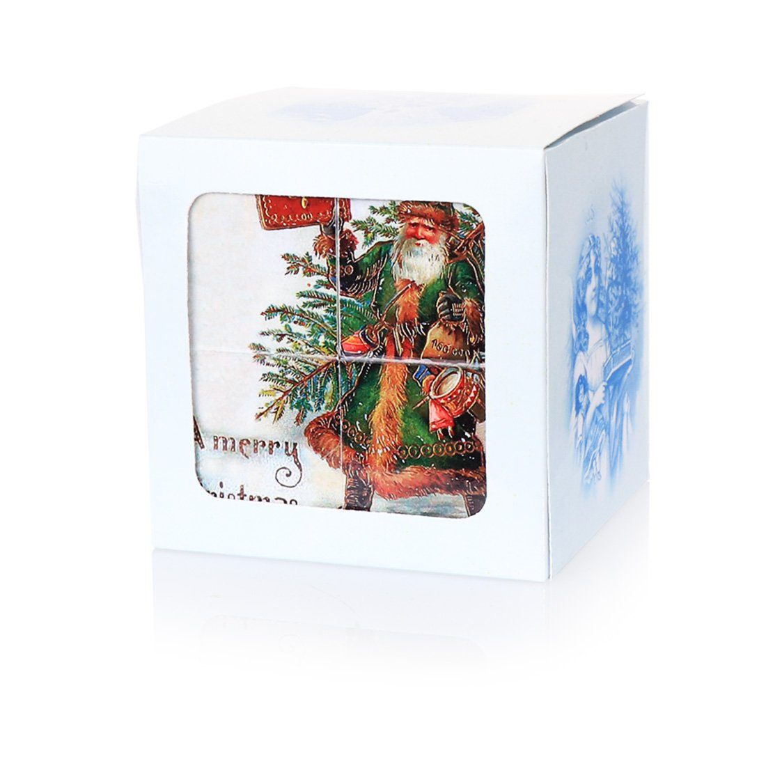 NKlaus Dekofigur Retro Merry Christmas Fotowürfel Cube Weihnachten Dekoration Bilderwür, Made in Germany