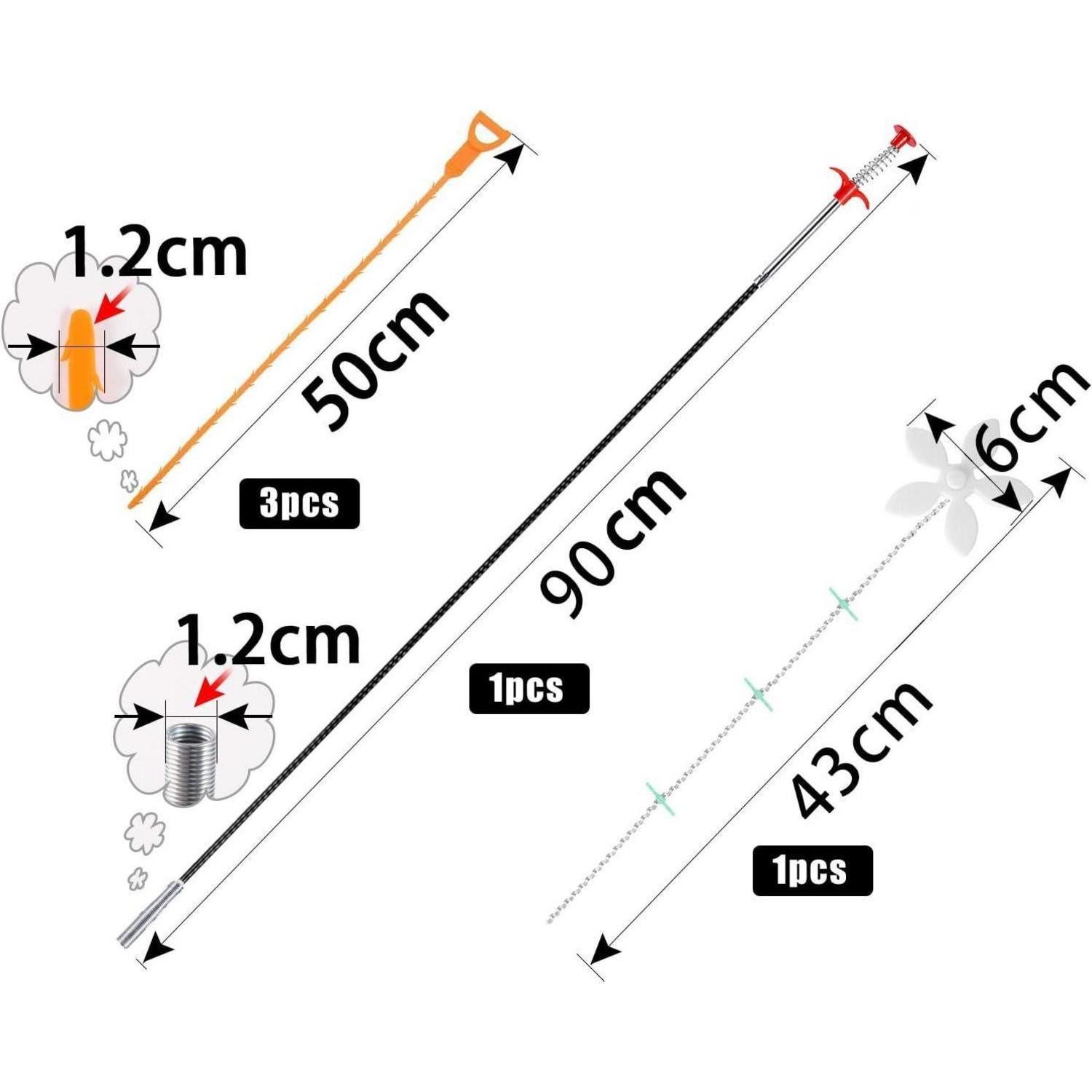 LuxusKollektion Rohrreinigungsspirale Rohrreinigungsspirale Abflussreiniger Spülbecken 5 Stück 1m-5Pcs