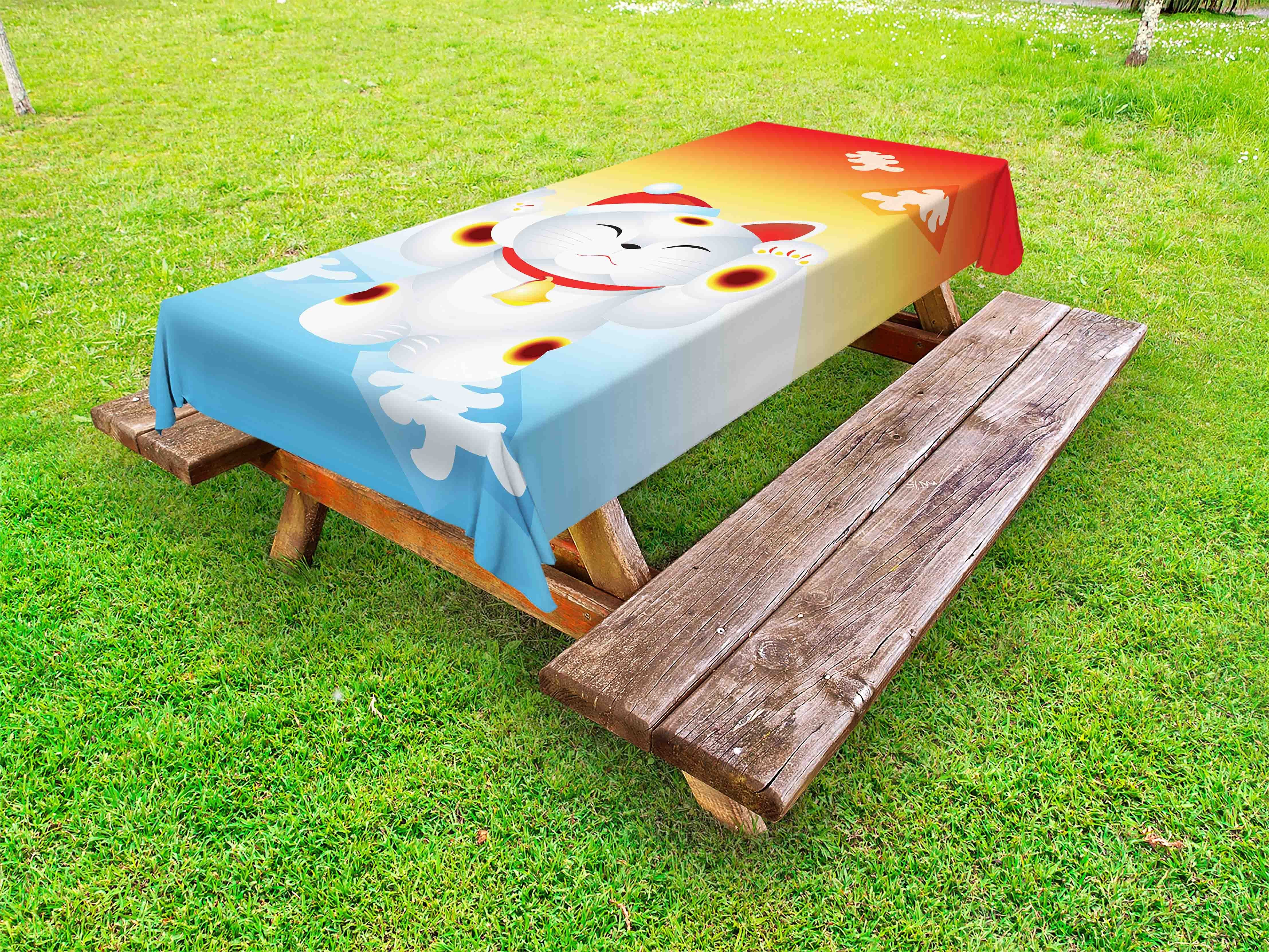 Neujahr Katze Abakuhaus Picknick-Tischdecke, Sankt-Katze dekorative japanische Tischdecke waschbare