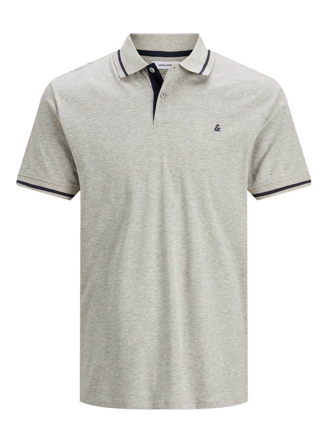 Sommer Kragen JJEJERSEY Shirt in Poloshirt Cotton 3614 (1-tlg) Polo Jersey Hellgrau Jack Hemd Jones &