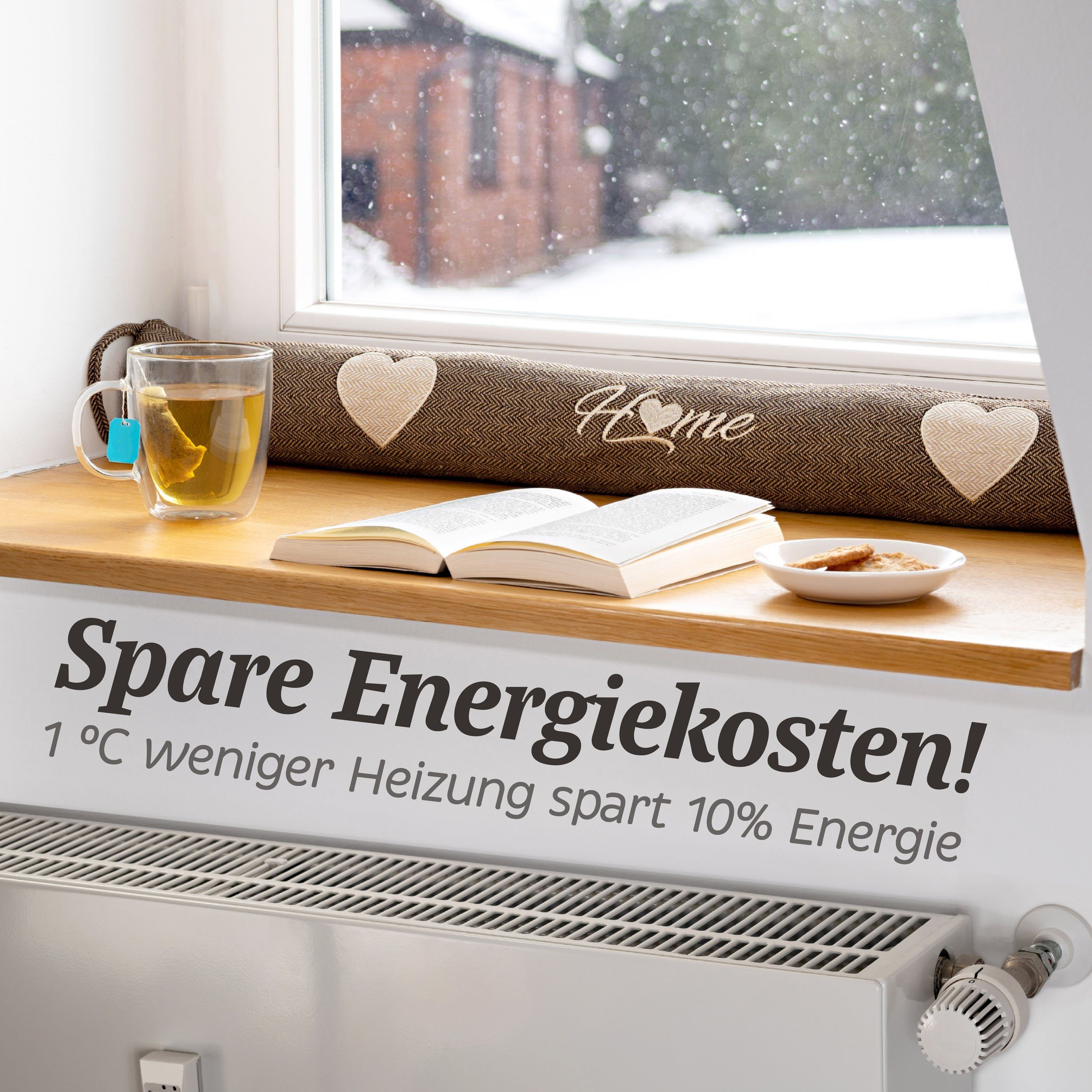 Praknu Zugluftstopper Zugluftstopper 90cm - Waschbarer Bezug - Energiesparend - Extra, Einzeln, 1-tlg., Einzelartikel, Effektiver Kältestopp vor Zugluft unter der Tür - Wärmedämmung