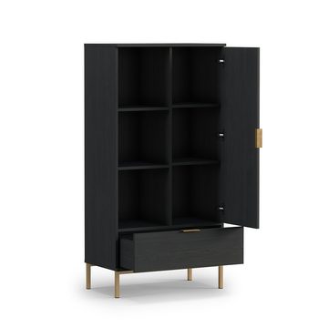 Lomadox Highboard PERIA-132, Industrialdesign mit goldem Fußgestell aus Metall 70/140/41 cm