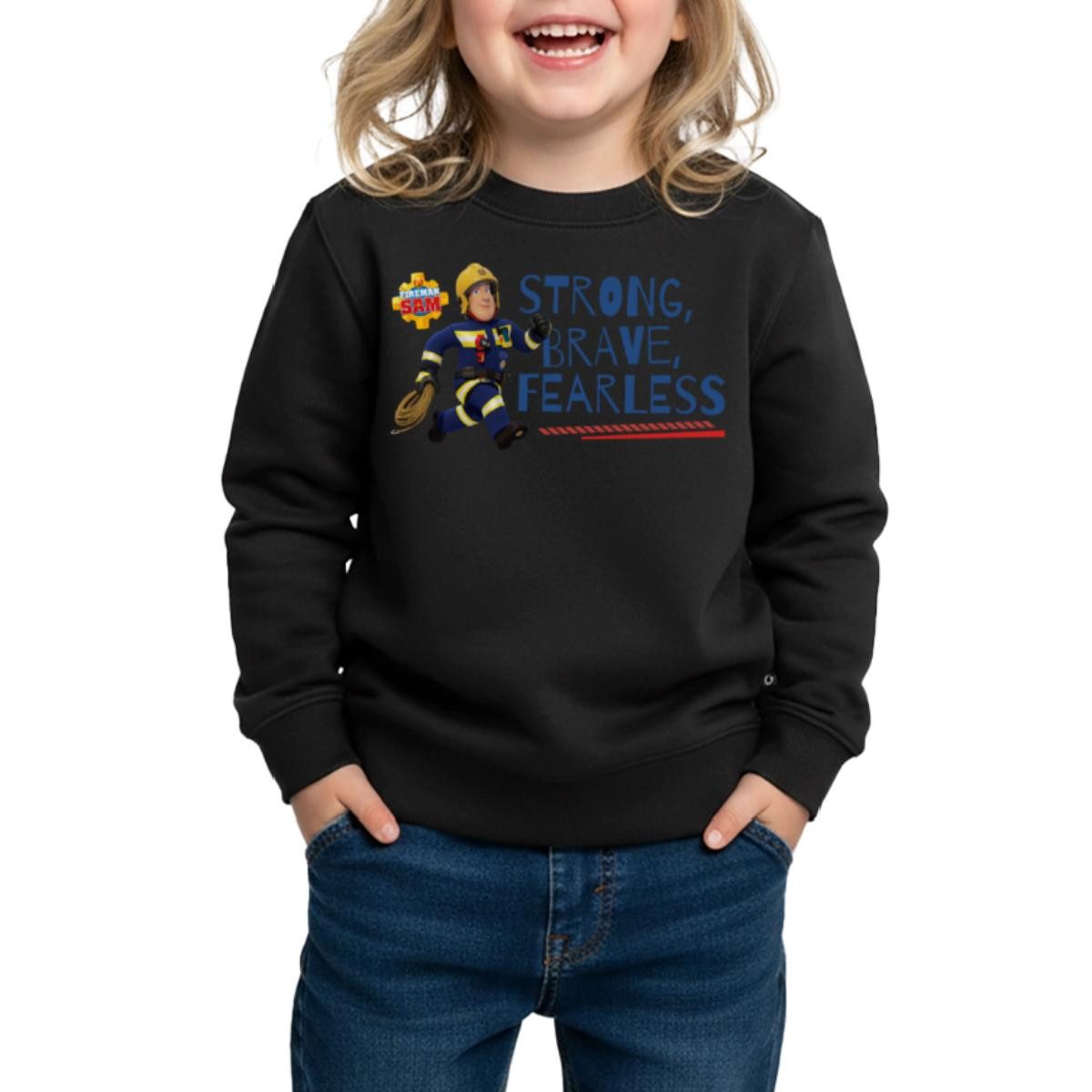 Spreadshirt Sweatshirt Feuerwehrmann Sam™ Strong, Brave, Fearless Kinder Premium Pullover (1-tlg)