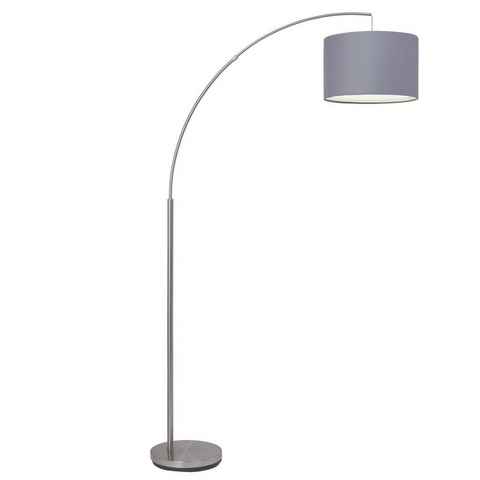 Brilliant Stehlampe Clarie, Lampe Clarie Bogenstandleuchte 1,8m eisen/grau 1x A60, E27, 60W, gee