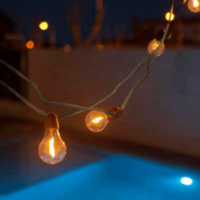NEWGARDEN Gartenleuchte LED Lichterkette Allegra Guirnalda in Beige 10x 0,2W 350lm E27 10-flam, keine Angabe, Leuchtmittel enthalten: Ja, LED, warmweiss, Gartenleuchten