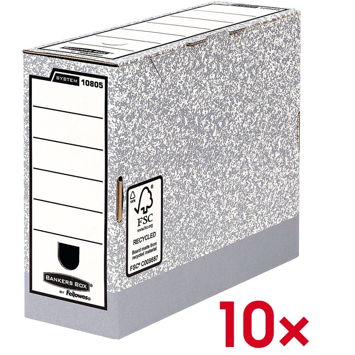 BANKERS BOX SYSTEM Aufbewahrungsbox (10 St), Ablagebox aus 100% Recyclingkarton