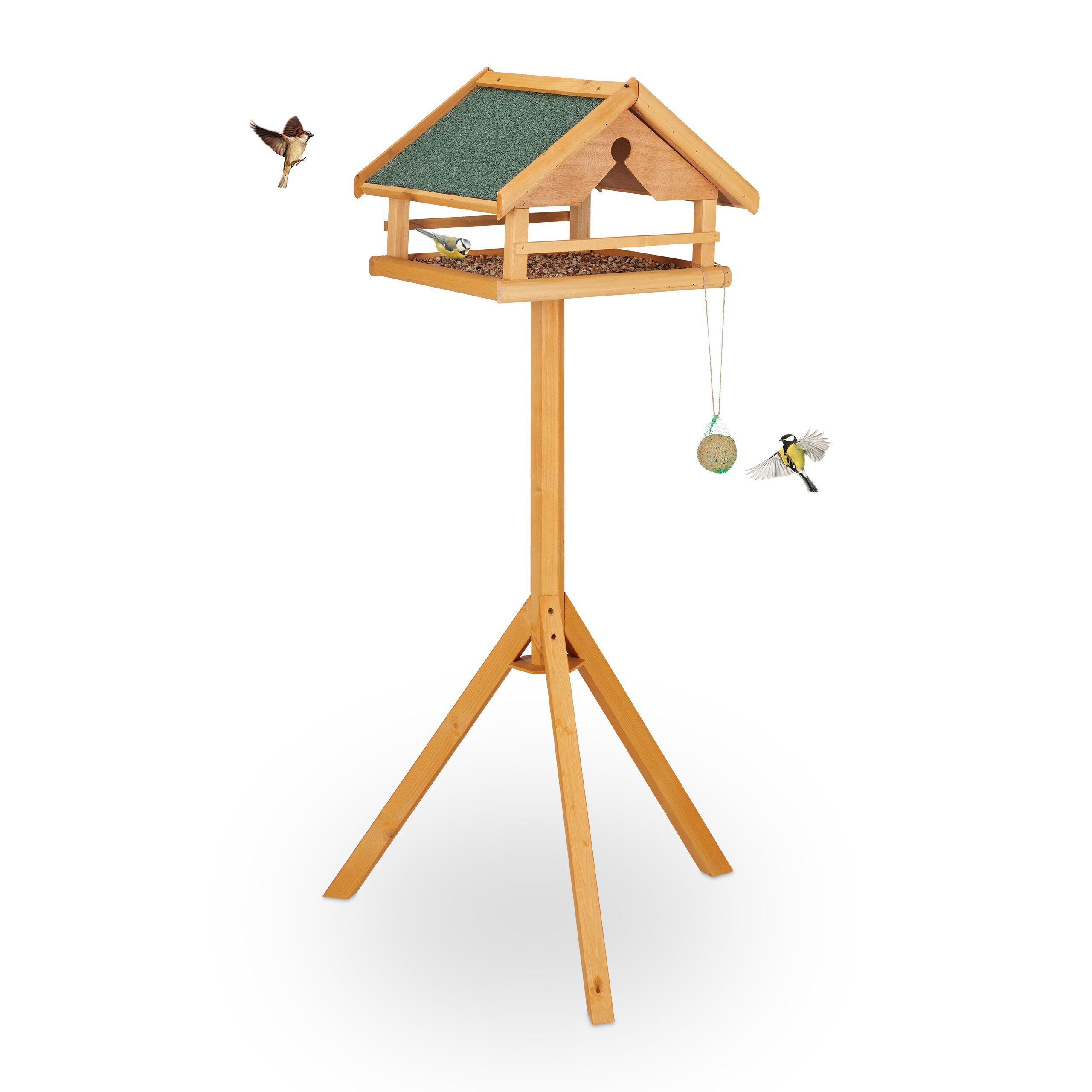 relaxdays Vogelhaus Vogelfutterhaus mit Dreibein, orange günstig online kaufen