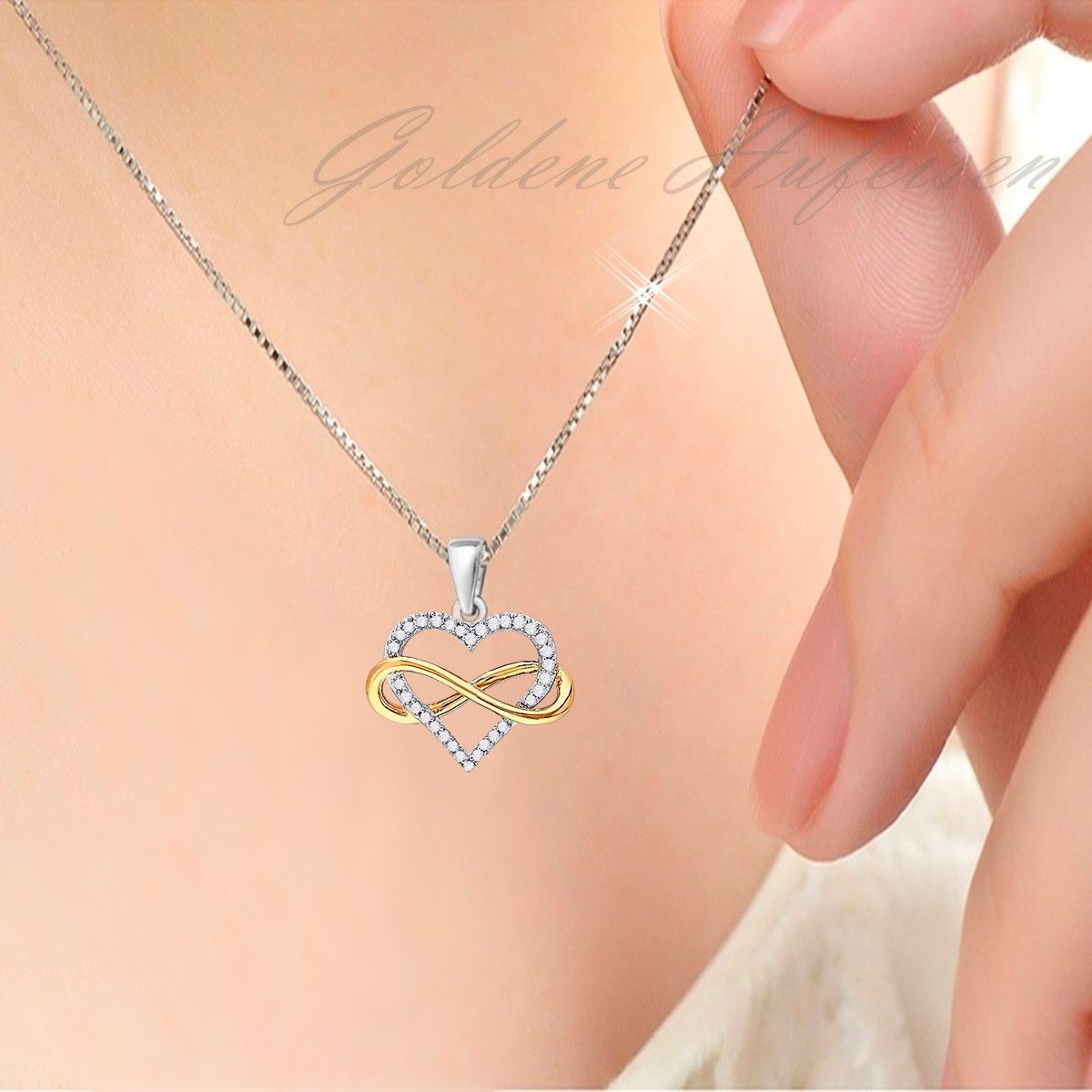 Goldene Hufeisen Kette mit Anhänger Halskette günstig online kaufen