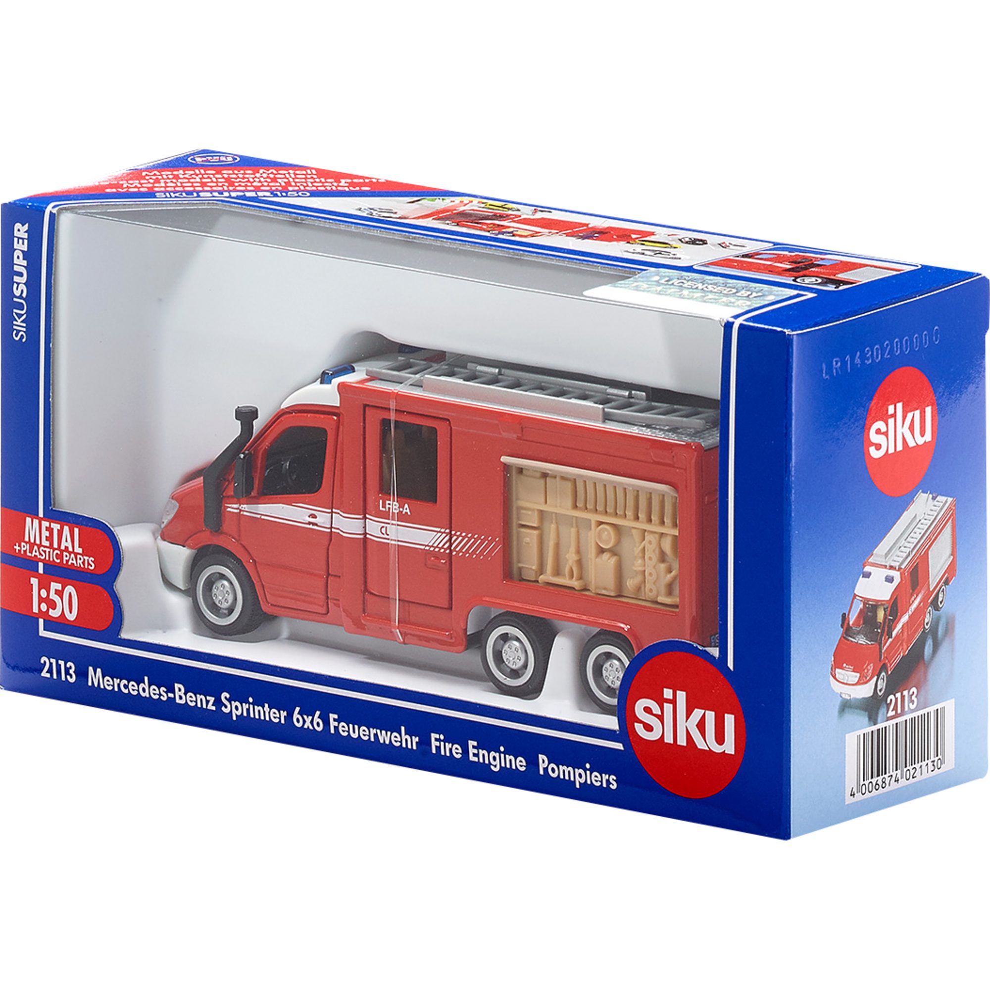 Siku Spielzeug-Auto SUPER Mercedes-Benz Sprinter 6x6 Feuerwehr