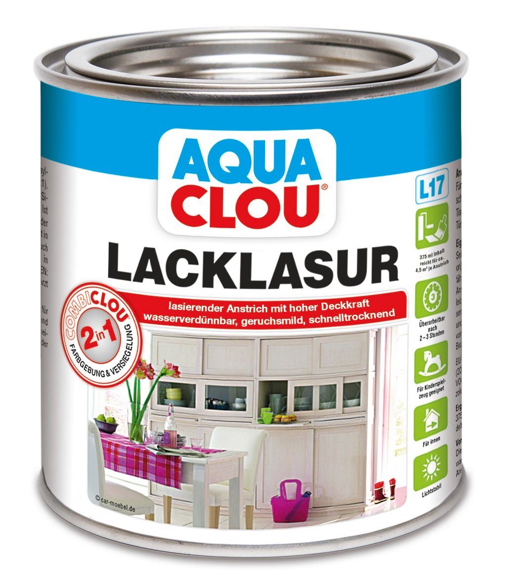 CLOU Holzschutzlasur CLOU Aqua Clou Lack Lasur L17 Eiche mittel 375ml