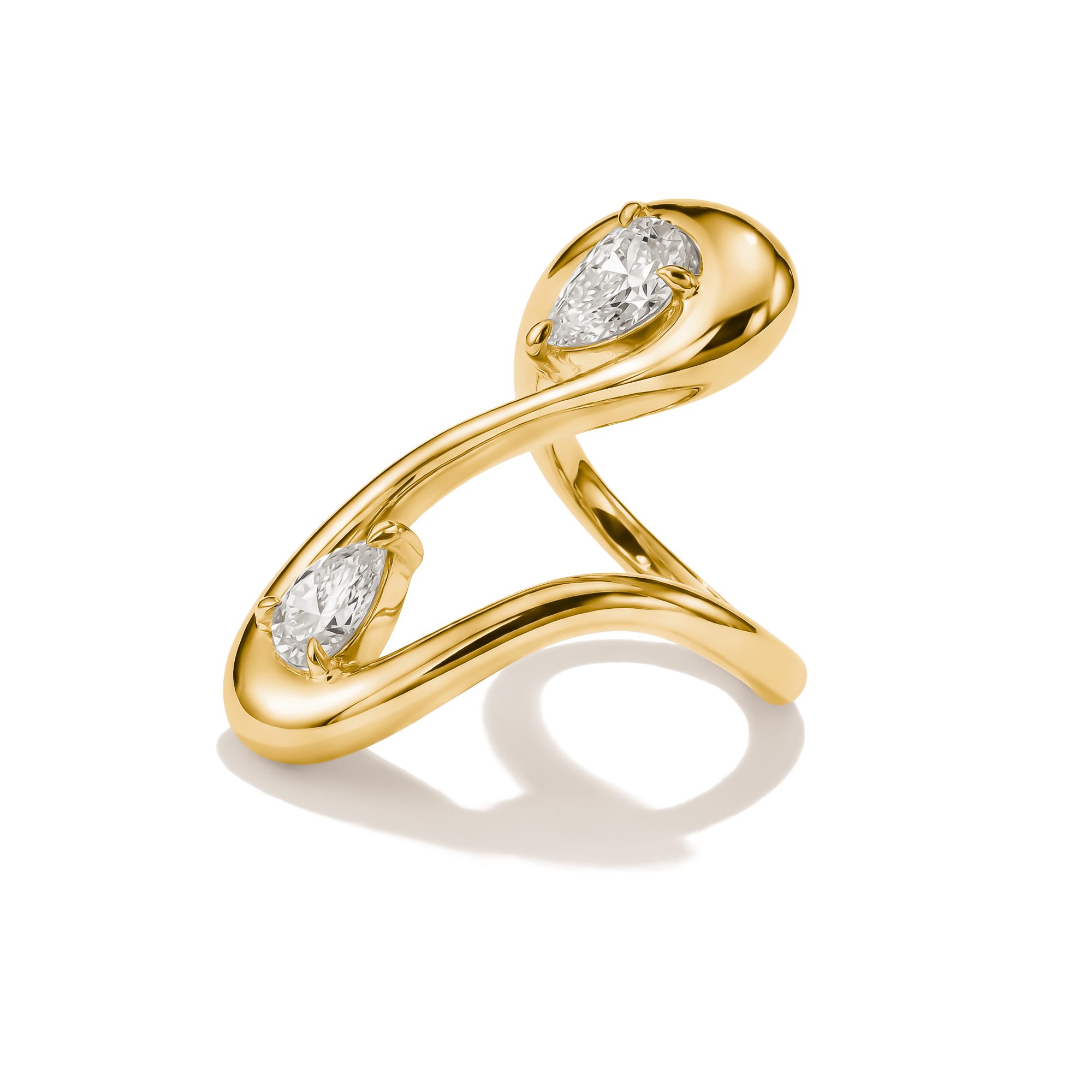 THOMAS SABO Fingerring Fluid Elegance Ring doppelt geschwungen gelbgoldfarben, mit Zirkonia (synth)