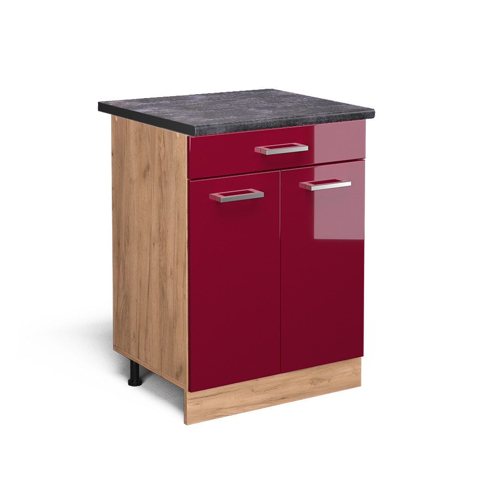 Vicco Unterschrank R-Line, Bordeaux Hochglanz/Goldkraft Eiche, günstig online kaufen