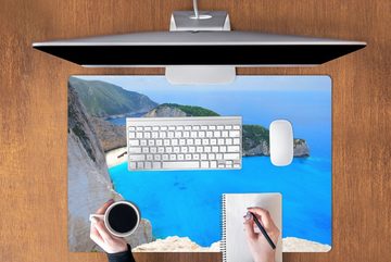 MuchoWow Gaming Mauspad Blick auf das strahlend blaue Meer und den weißen Strand von Navagio (1-St), Büro für Tastatur und Maus, Mousepad Gaming, 90x60 cm, XXL, Großes