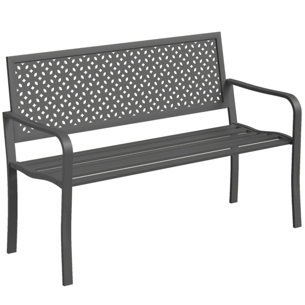 CHICFURN Gartenbank 2-Sitzer Outdoor-Sitzmöbel aus Metall mit geometrischer Rückenlehne (Packung, 1-St., Wetterfestes Design, rostbeständige Oberfläche für lange Nutzung), Belastbar bis 240 kg, ideal für Terrasse, Balkon oder Garten