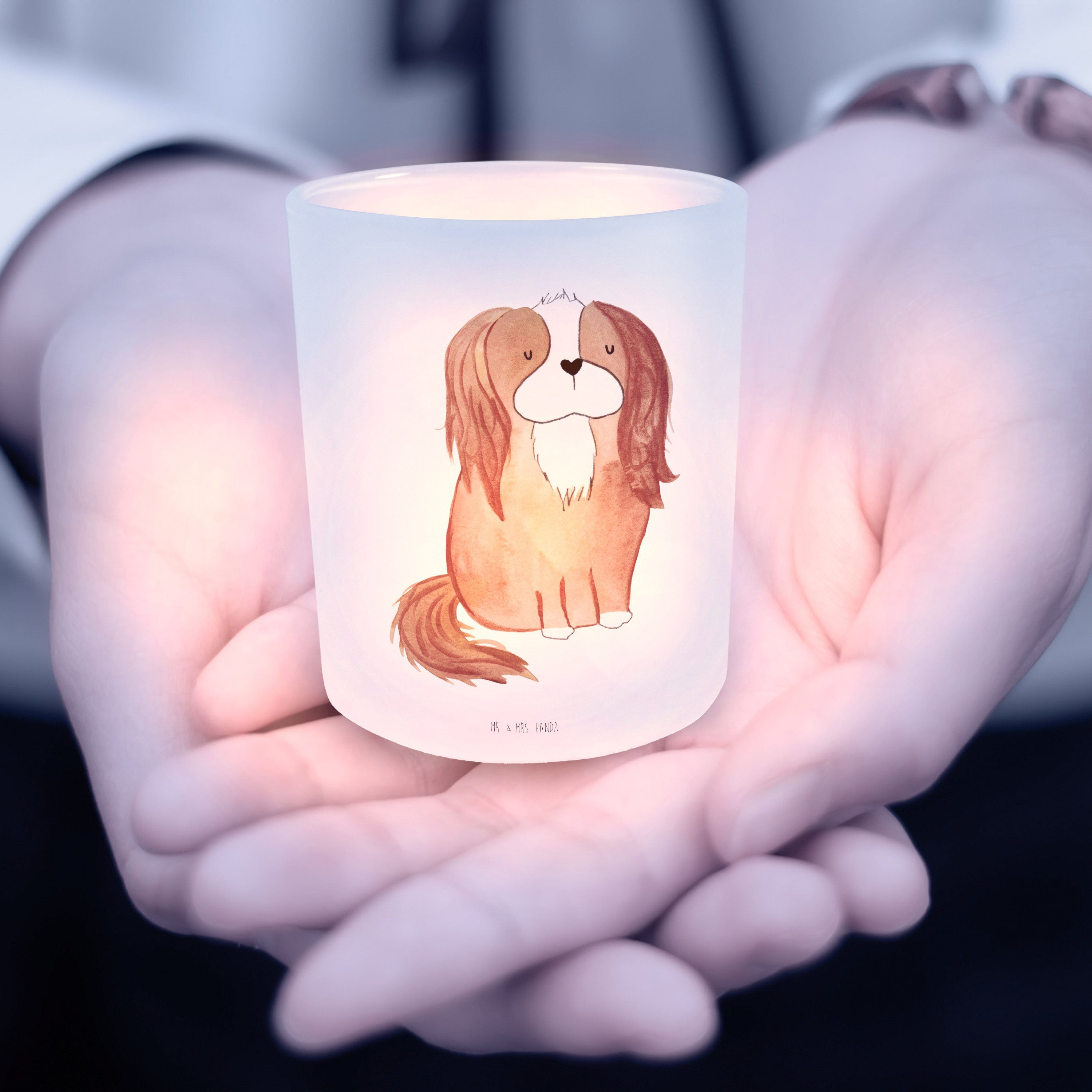 (1 Spruch, Windlicht Spaniel St) Teeli Transparent Mrs. - Geschenk, Panda - Mr. Charles Cavalier & King