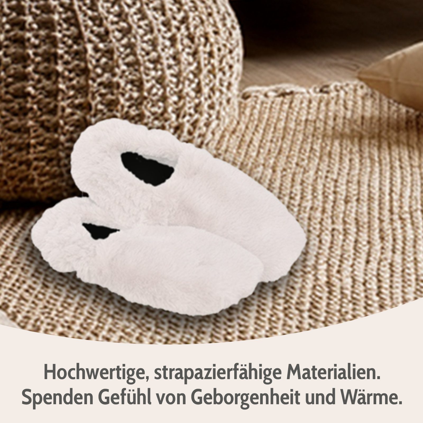 Habibi Plush Habibi Wärmeschuhe Slippers creme Größe M (37-40) Mikrowelle/Ofen Hüttenschuhe (1 Paar Wärme-Hausschuhe, 1 Paar Wärmeschuhe)