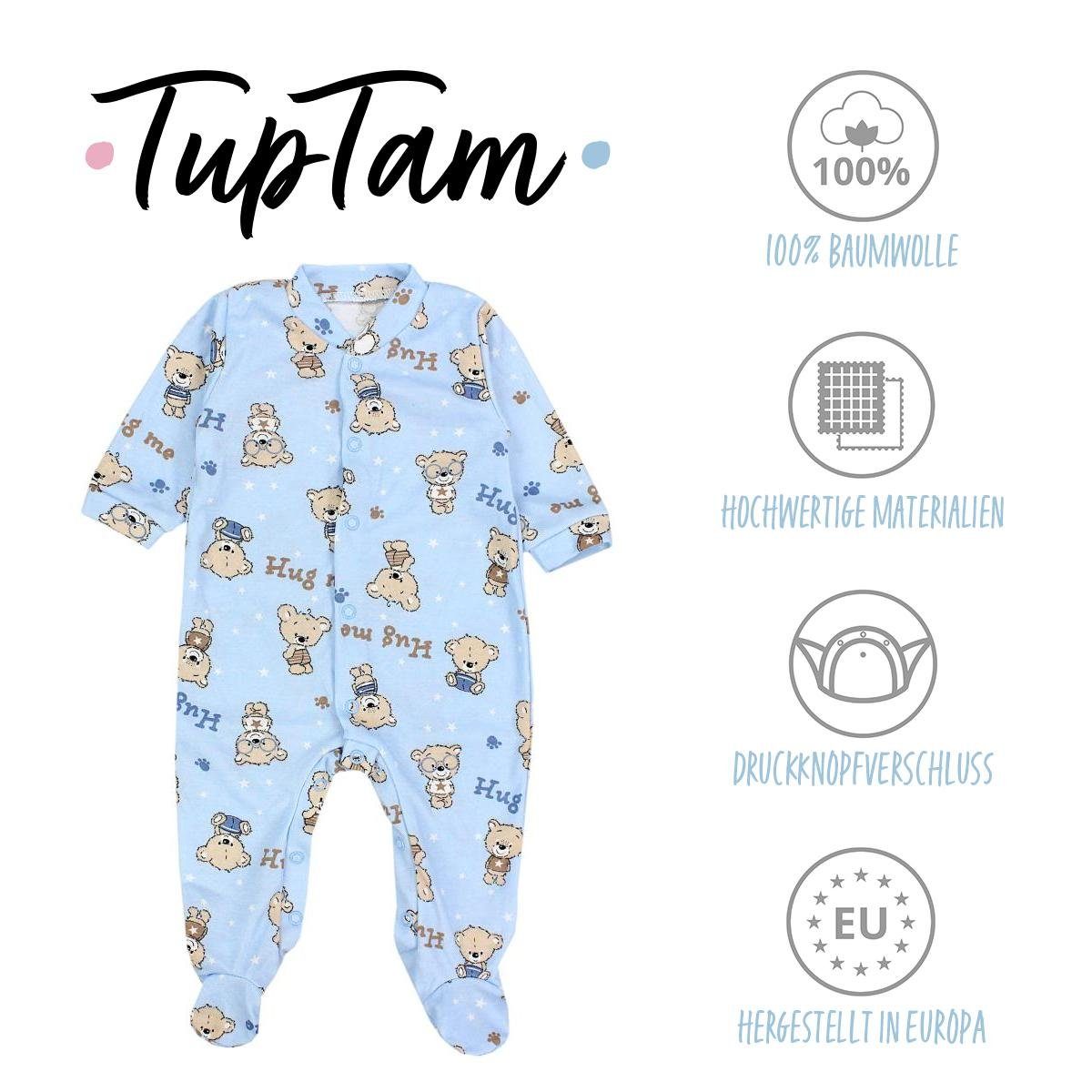 Langarm Fuß mit 3er TupTam Jungen Schlafanzug 3 Pack Baby Schlafoverall Schlafstrampler Farbenmix
